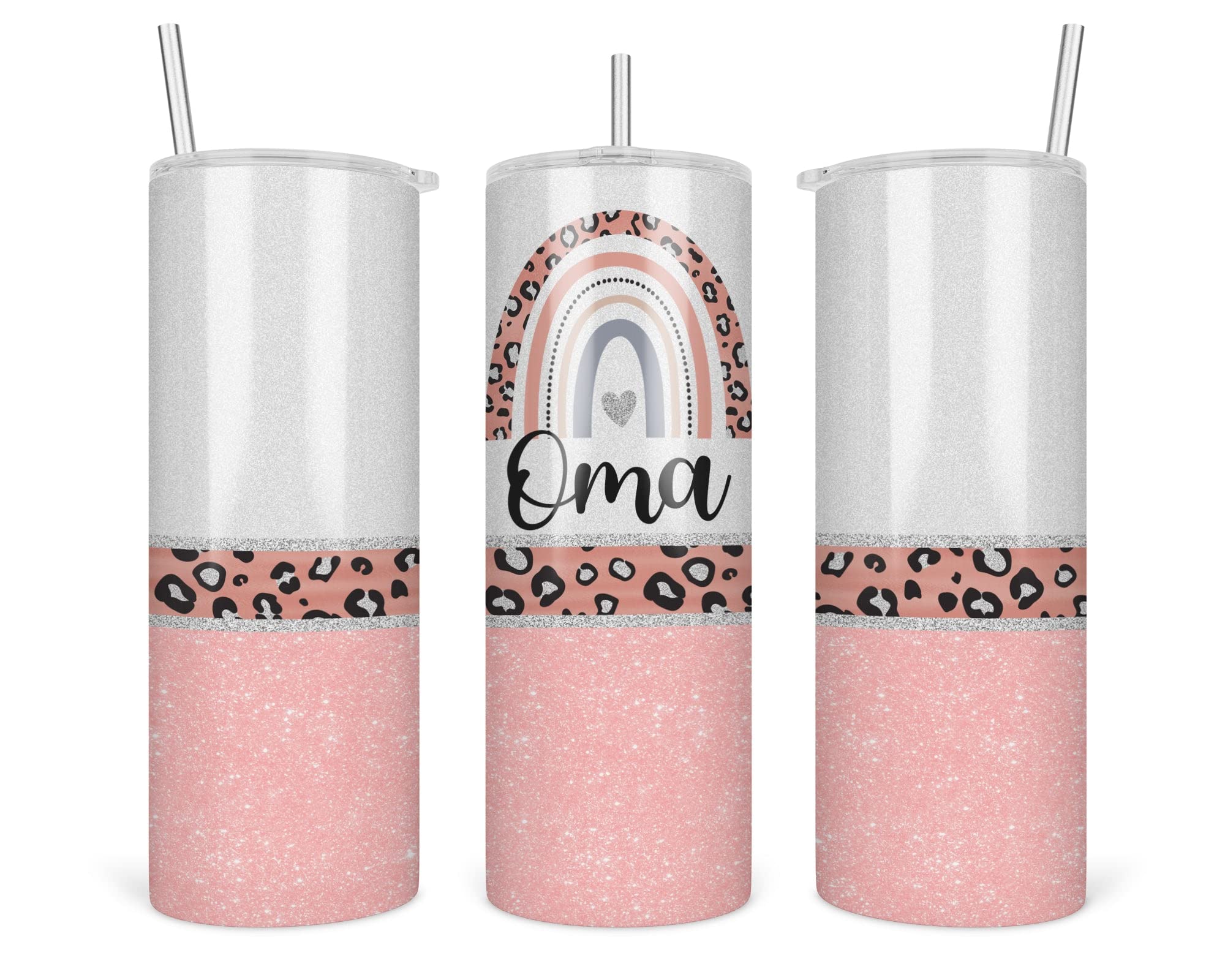 Leopard Oma Tumbler - Oma Rainbow Tumbler - Mothers Day Gifts Oma - Leopard Rainbow Oma Travel Cup - Tumbler With Straw And Lid