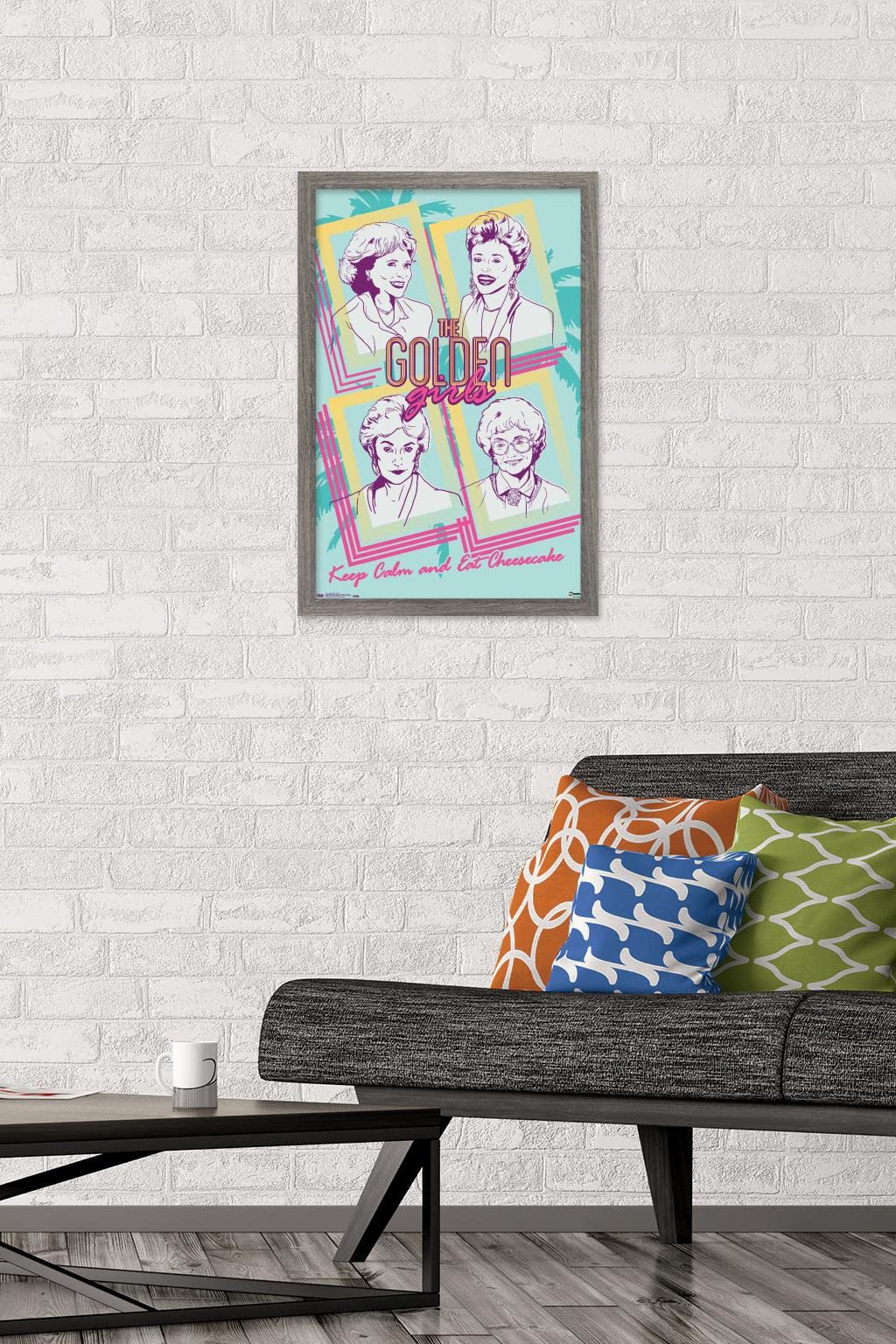 Trends International Golden Girls-Group Wall Poster, 14.725 In X 22.375 In, Barnwood Framed Version