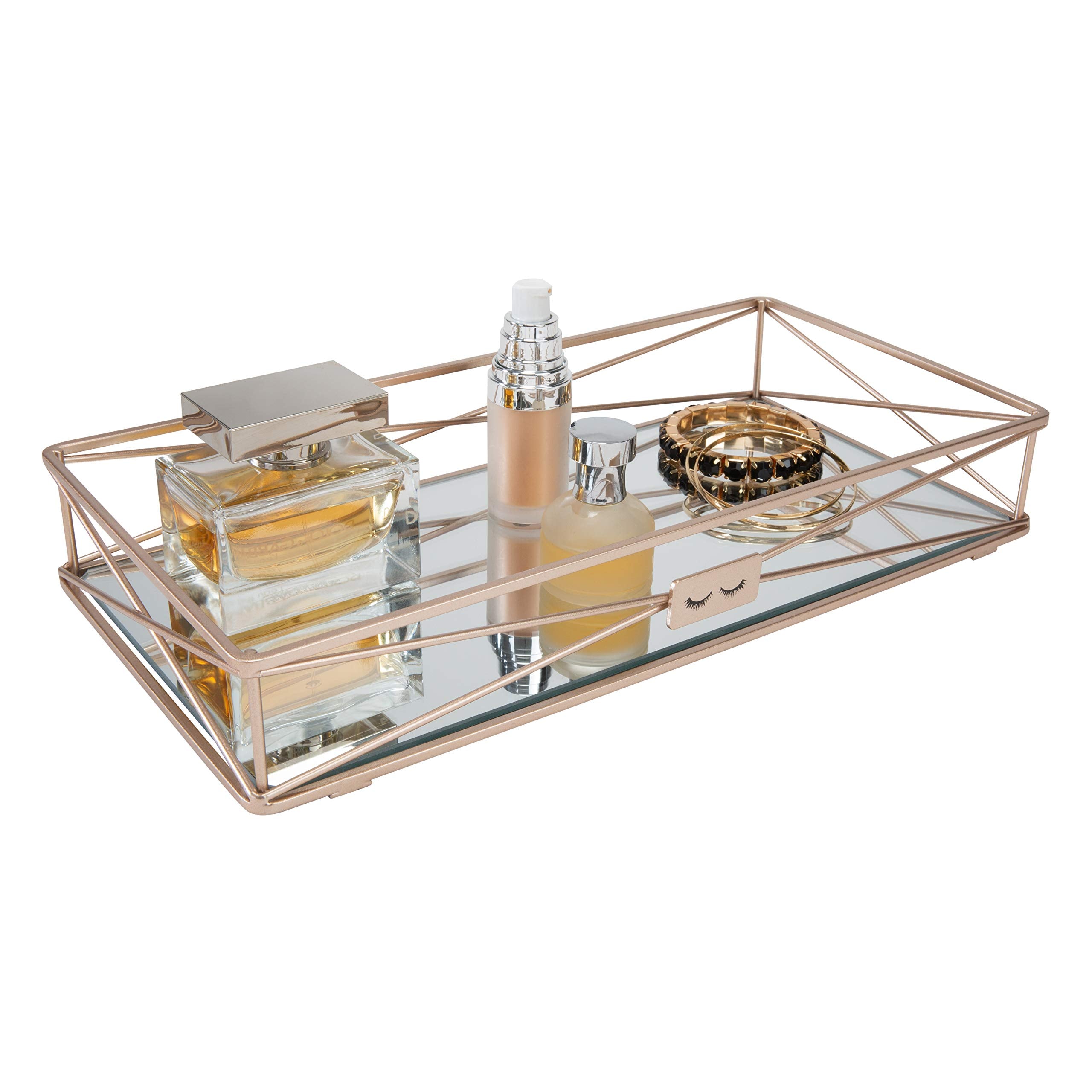 Home Details Gorgeous Mirrored, Perfect For Jewelry, Toiletries, Bathroom Organization, Perfume, Makeup, D  Cor, In Rose Gold Va