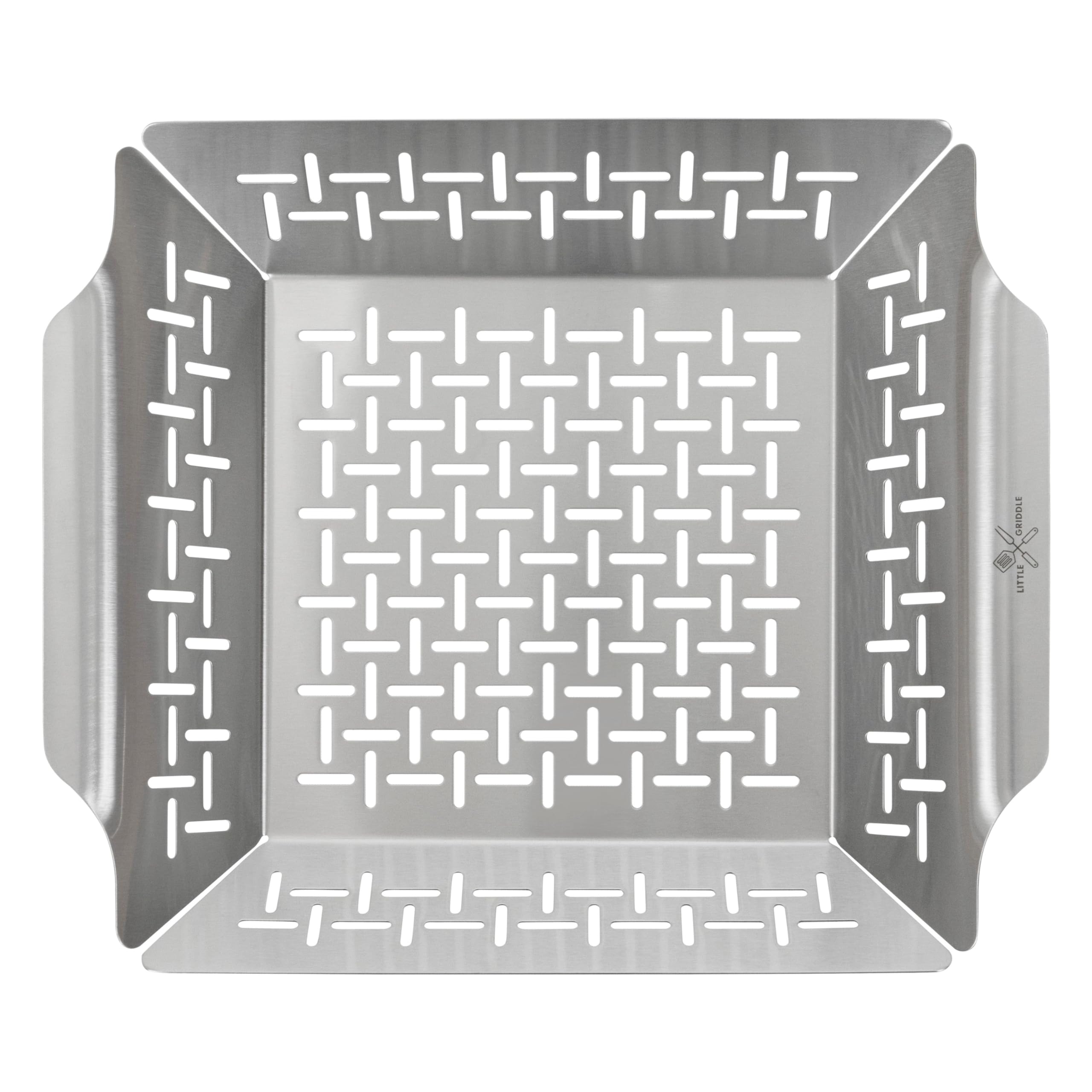 Little Griddle Gt-525 Grill Pan And Grill Basket Set, High Sidewalls With Built-In Handles, Stainless Steel & Vented Design - Si