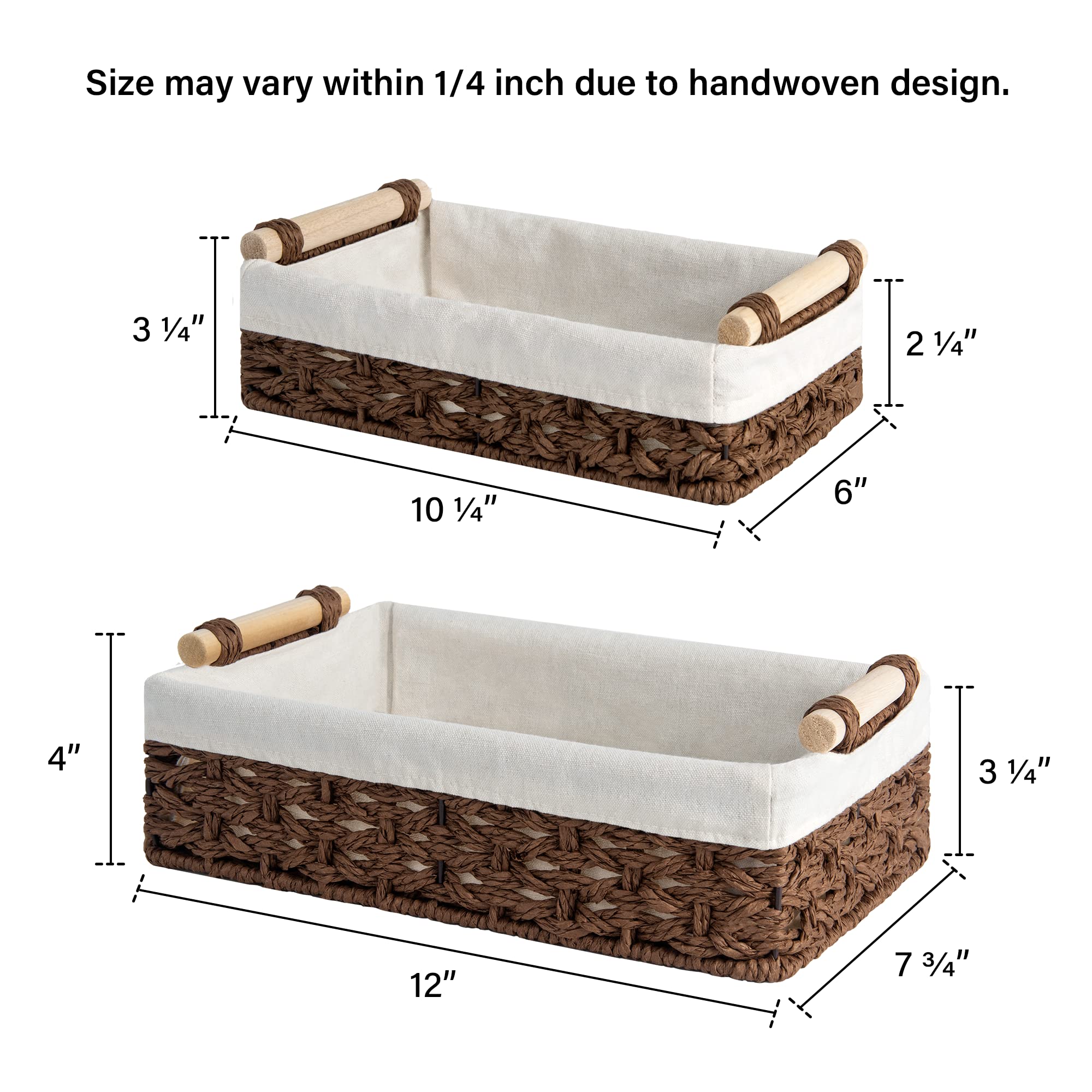 Storageworks Small Wicker Baskets For Shelves, Wicker Baskets For Organizing With Natural Fiber Liner, Basket For Toilet Storage