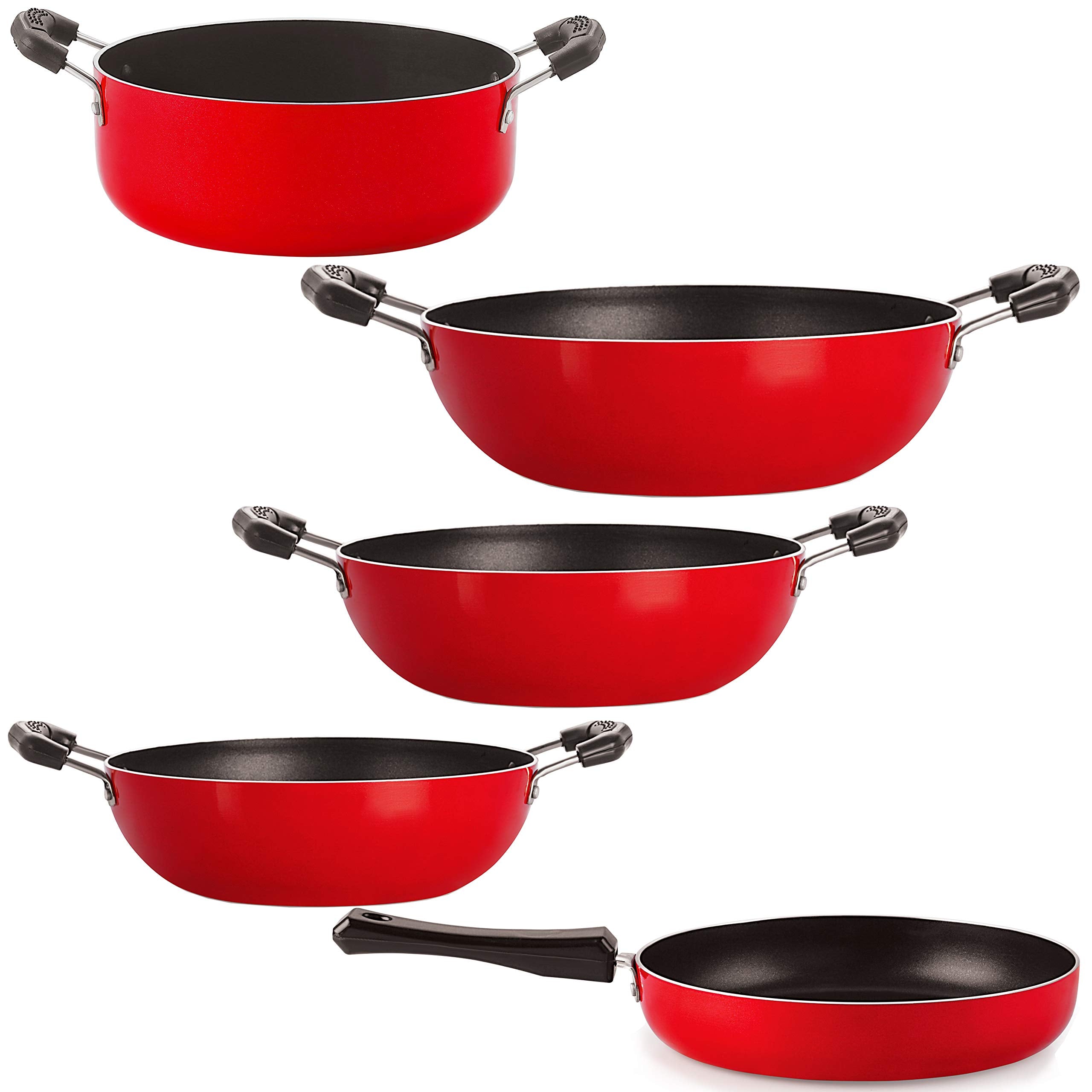 Nirlon NonStick Pfoa Free Stain Resistance NonInduction Cooking Utensil Combo Set With Bakelite Handle