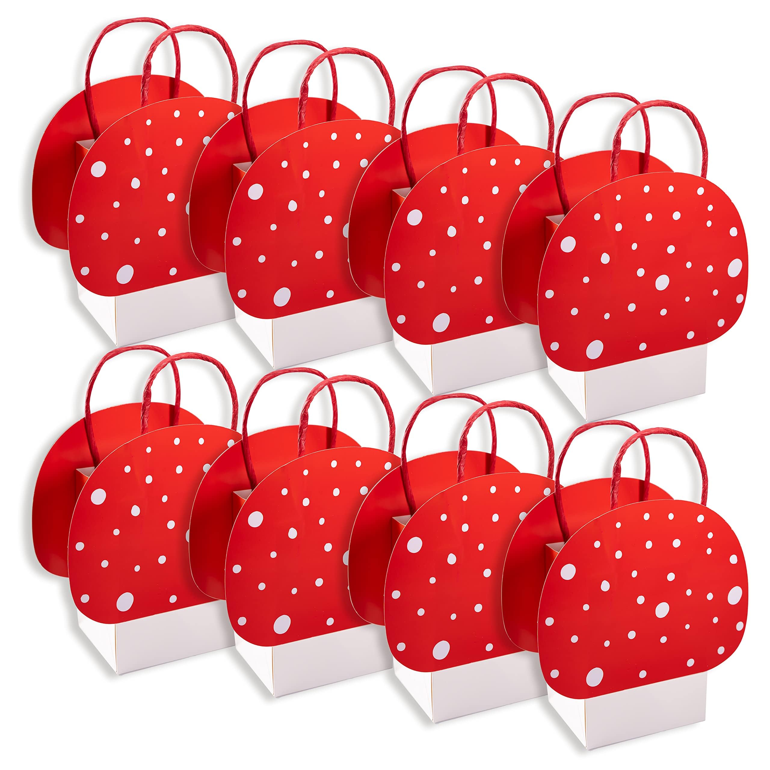 Cheerland Red Mushroom Gift Bag Set Small Toadstool Mushroom Shaped Bag For Girls Birthday Party Favor Baby Shower Party Supplie