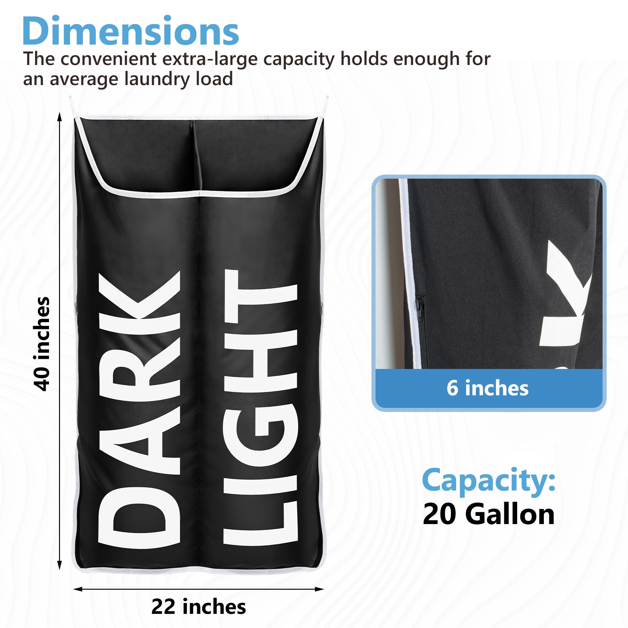 Donaq Hanging Laundry Hamper Bag Xl 40X22'', Space Saving Over The Door Storage Bags, Behind The Door Hampers For Dirty Clothes