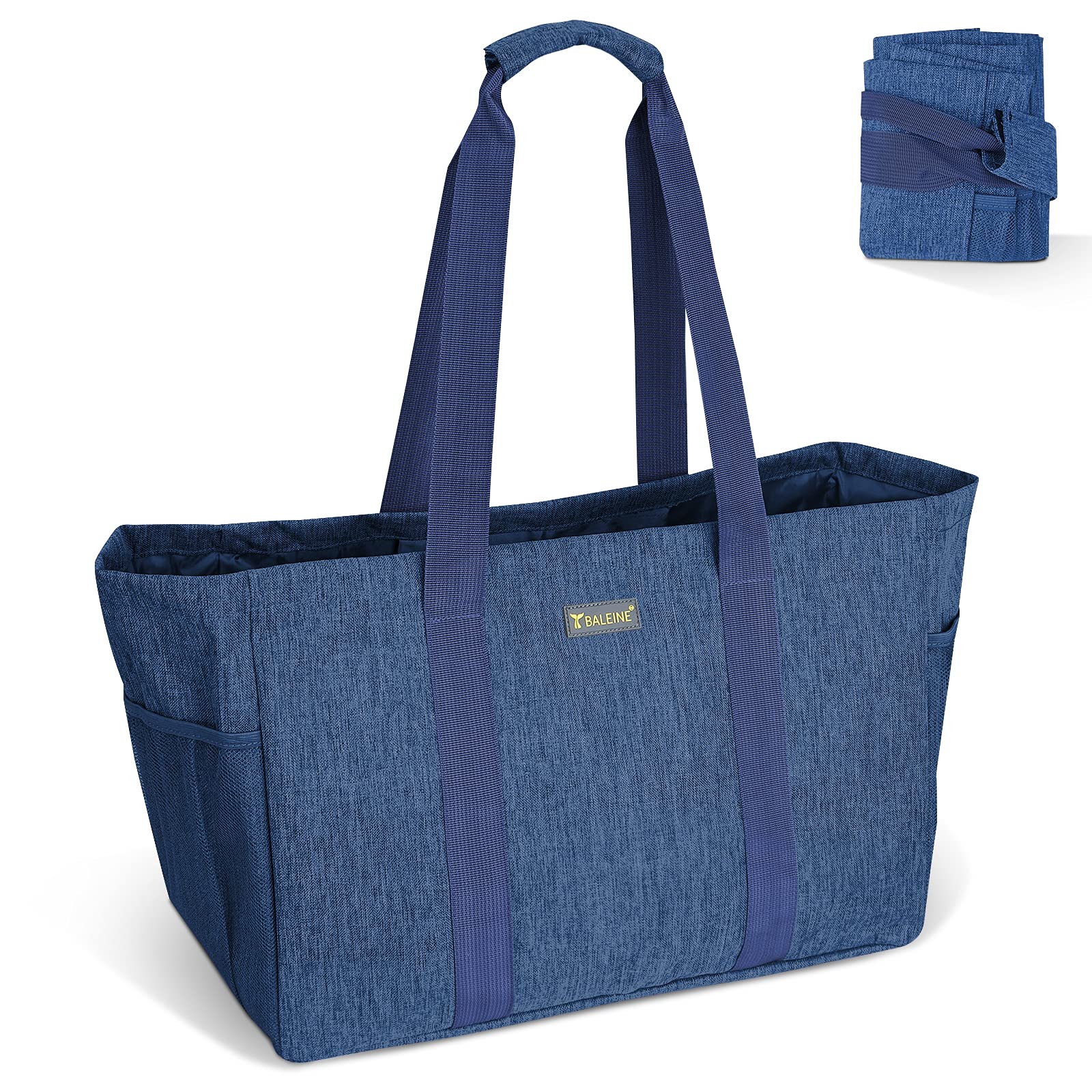 Baleine Soft 9 Gallon Extra Large Utility Tote, Foldable Reusable Storage Bag (Denim Blue)
