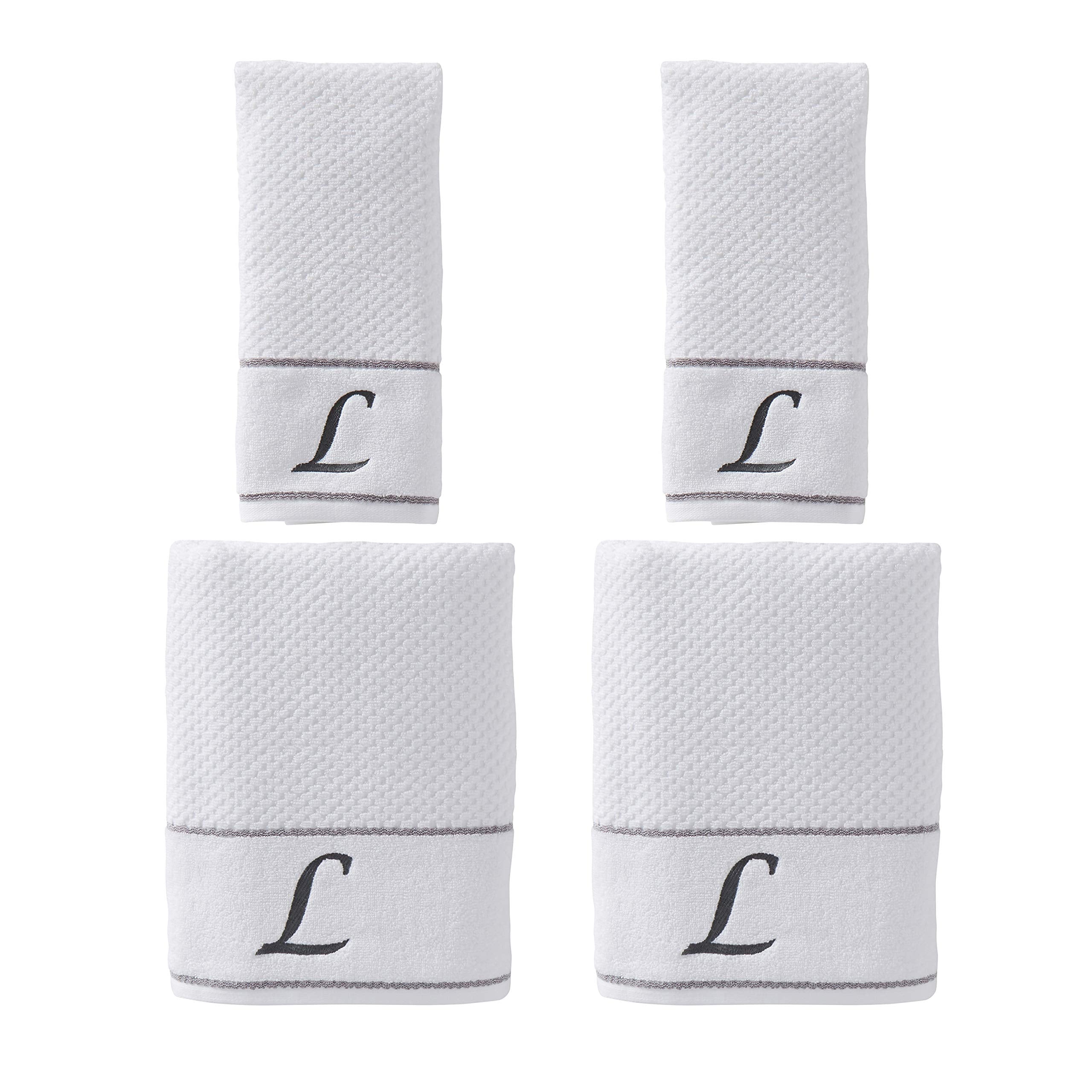 SKL Home by Saturday Knight Ltd. Monogram ''L'' Bath and Hand Towel Set  White  4-pack