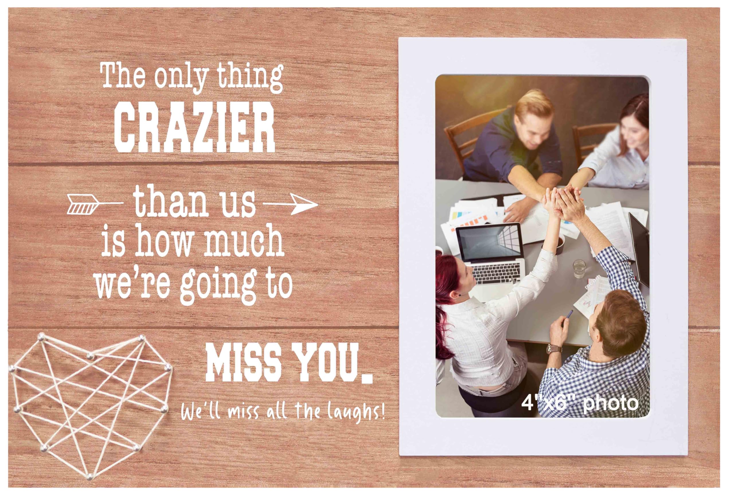 NZY Picture Frame, 11.8x7.9 inches, Rustic Wood, Tabletop, 4x6 inch Photo, Women, The Only Thing Crazier Than Us