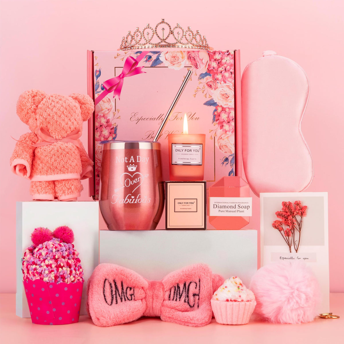Birthday Gifts For Women,Happy Birthday Unique Female Gift Ideas For Girl Best Friend Gift Pink Gift Box Gift Basket For Women G