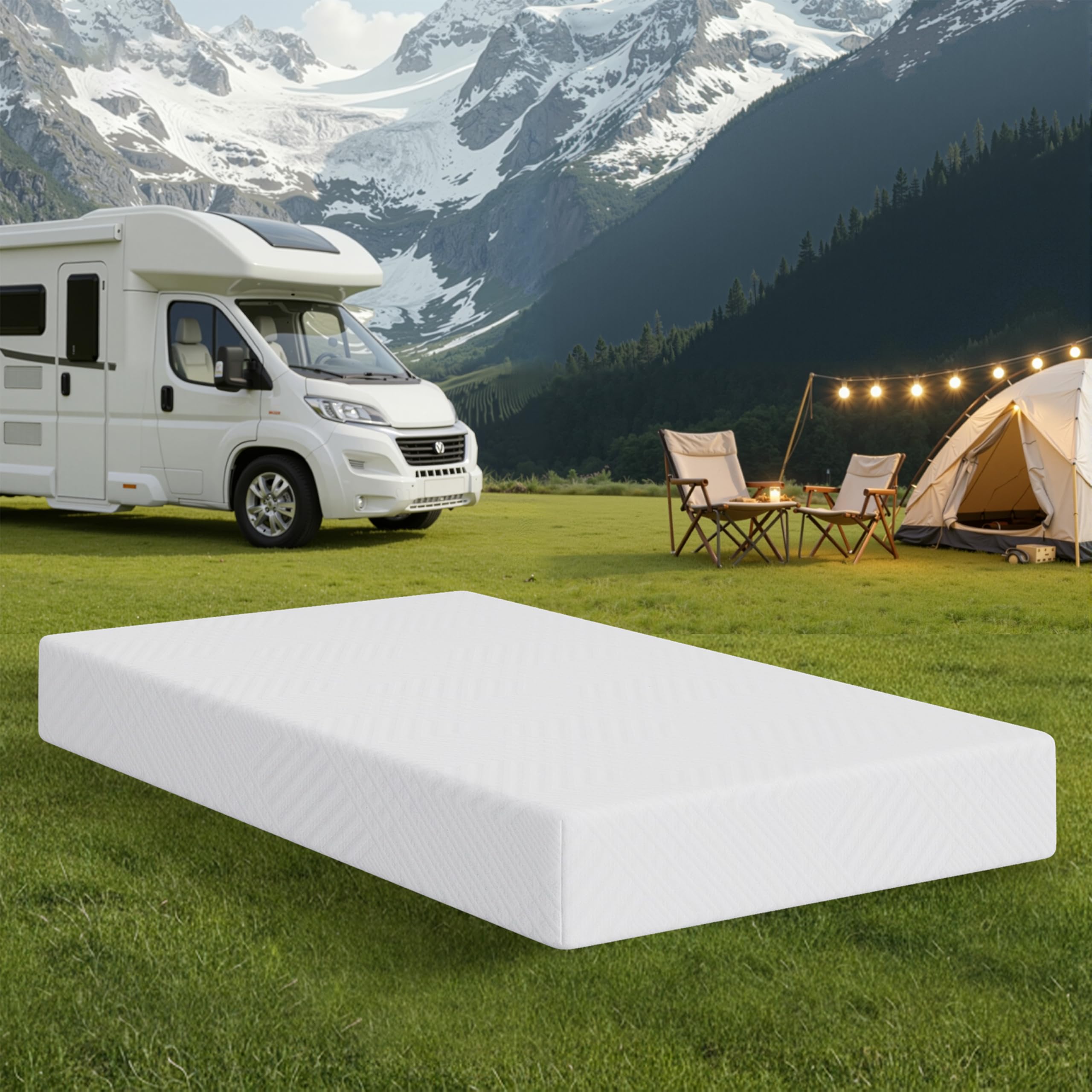 MLILY Short Queen RV Mattress in a Box, 10 inch Mattresses for RVs, Campers & Trailers, Green Tea Memory Foam Mattress for Cool 