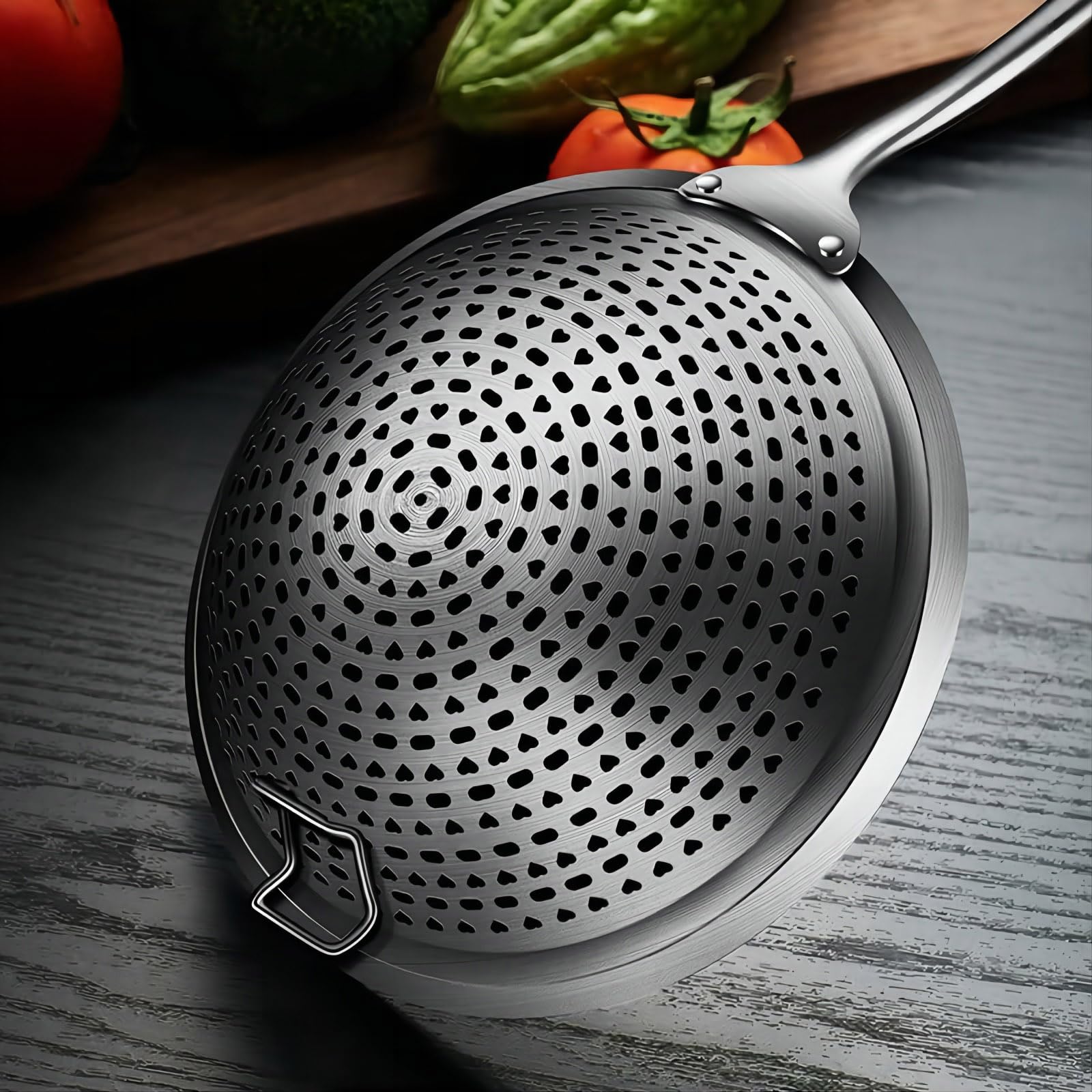 Greatlink Large Strainer Skimmer Ladle, 304 Stainless Steel Skimmer Spoon Deepen Spider Strainer Kitchen Cooking Colander Spoon