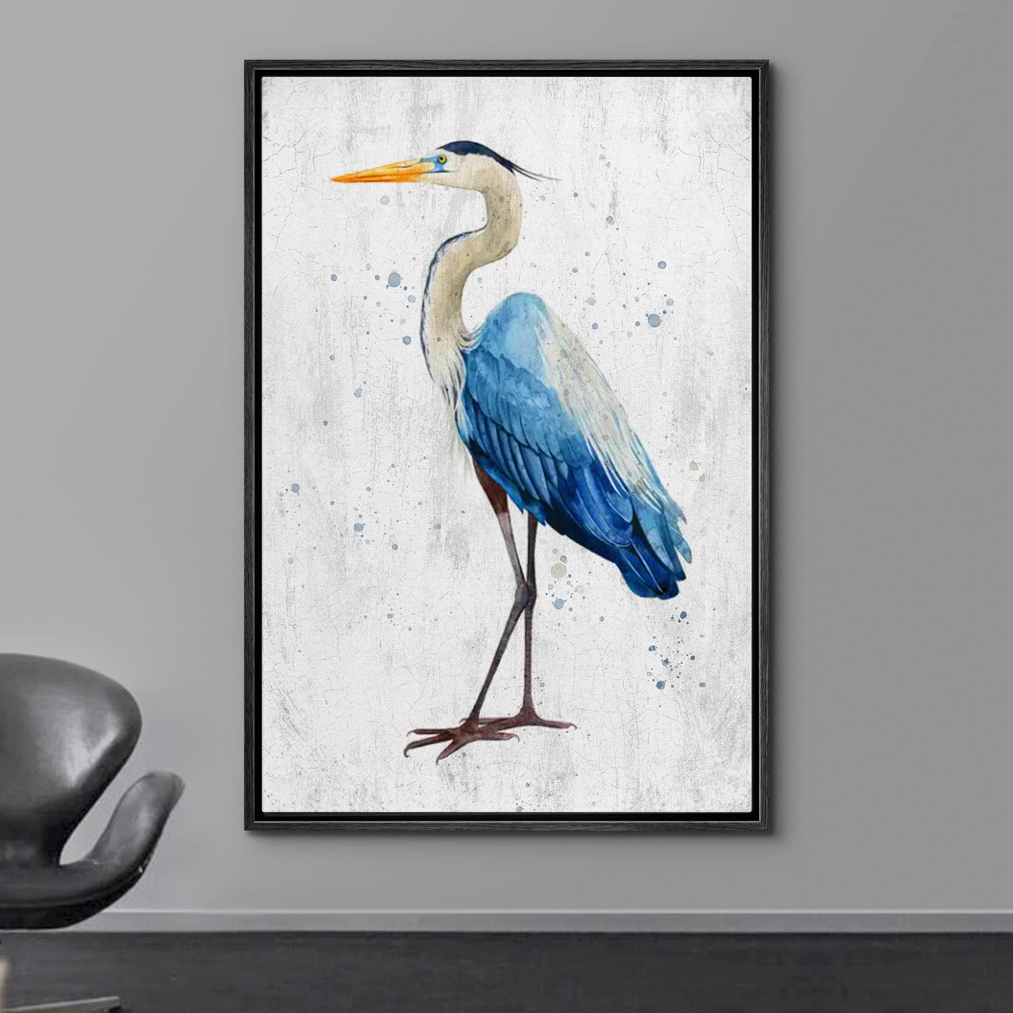 Wall26 Framed Canvas Print Wall Art Vibrant Pastel Watercolor Crane Bird Nature Wilderness Illustrations Modern Art Decorative R