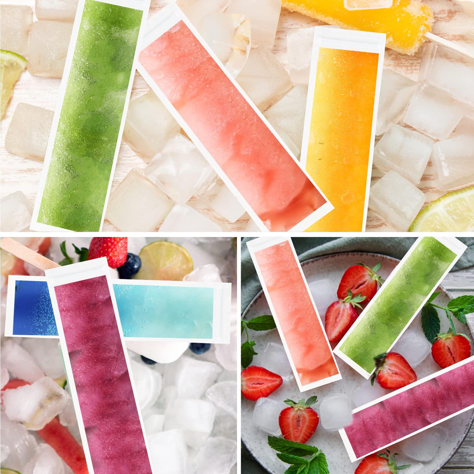 Lomimos 100Pcs Recyclable Ice Popsicle Mold Bag,Bpa Free Freezer Tubes With Zip Lock Seal Funnel For Healthy Snack Yogurt Stick