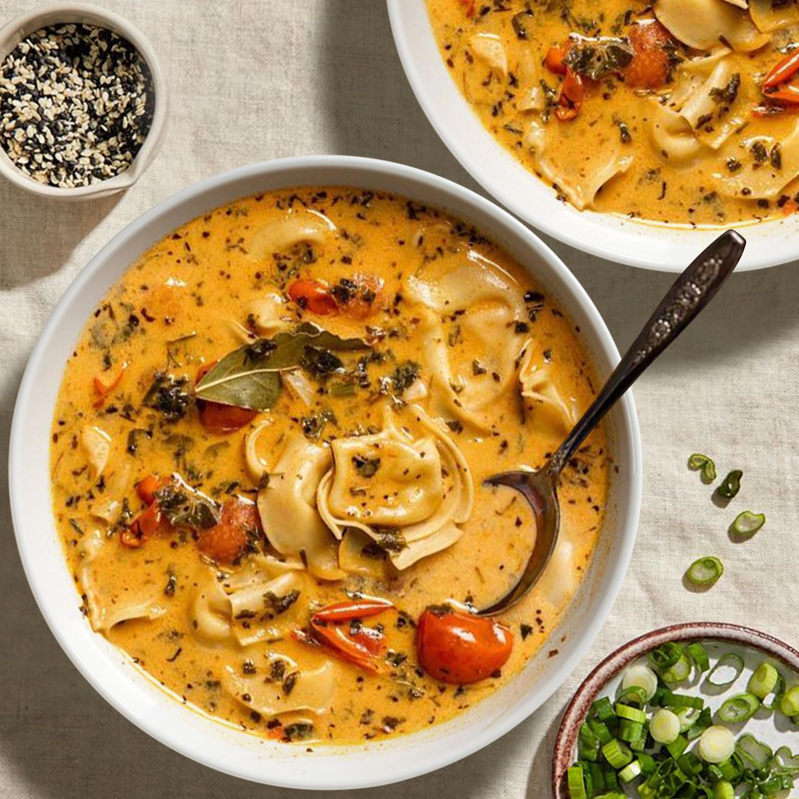 Artena Pasta Bowls 32Oz, Ceramic Large Salad Bowls 8 Inch, Soup Bowls Set Of 4, White Serving Bowls For Entertaining, Wide Shall