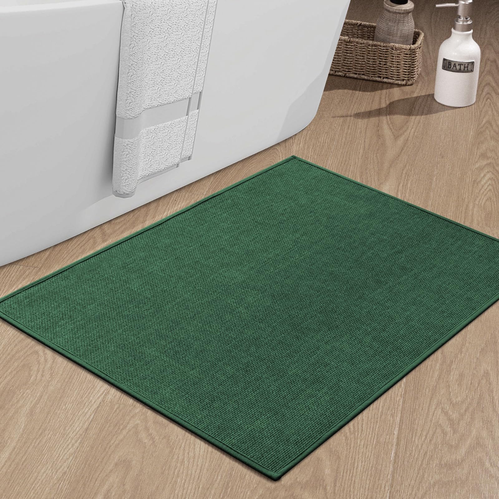 Chakme Bathroom Rugs Mat 59X25, Ultra Thin Non Slip Bath Mat Large Quick Dry Absorbent Bath Mat For Bathroom Floor, (Green, 59''