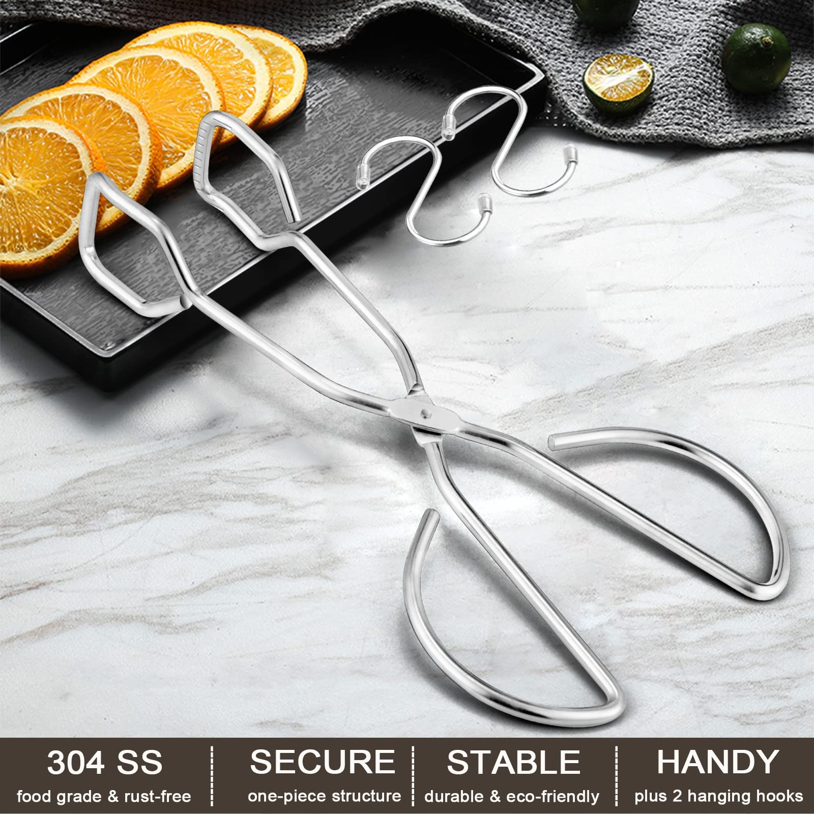 10In Scissor Tongs, Hasteel Stainless Steel Kitchen Food Tongs For Cooking Serving Catering Grilling, Metal Barbecue Bread Buffe