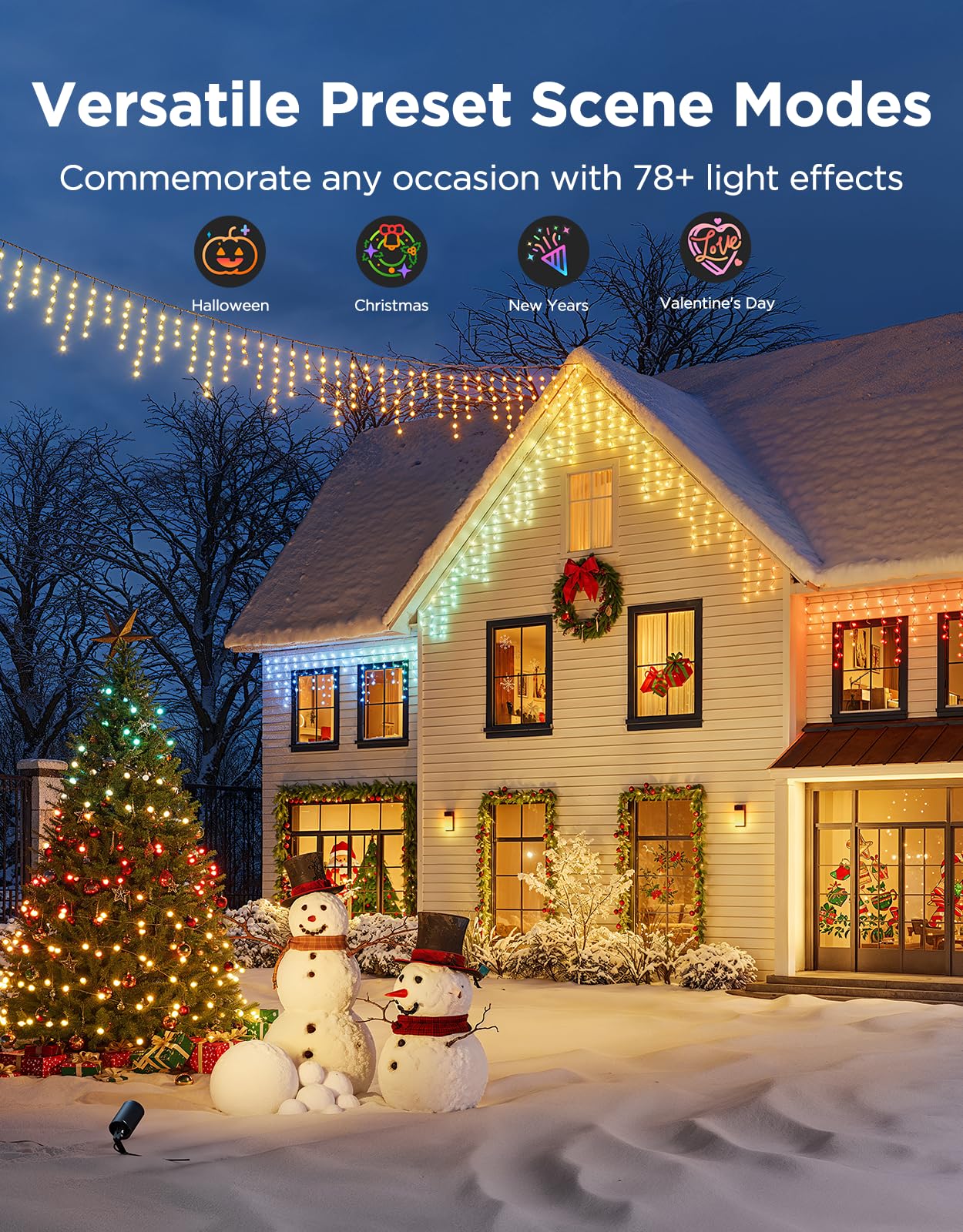 Govee Icicle Lights, Smart RGBIC Christmas Lights for Outside, 66ft with 800 LEDs Icicle Light for Outdoor, IP67 Waterproof, Mus