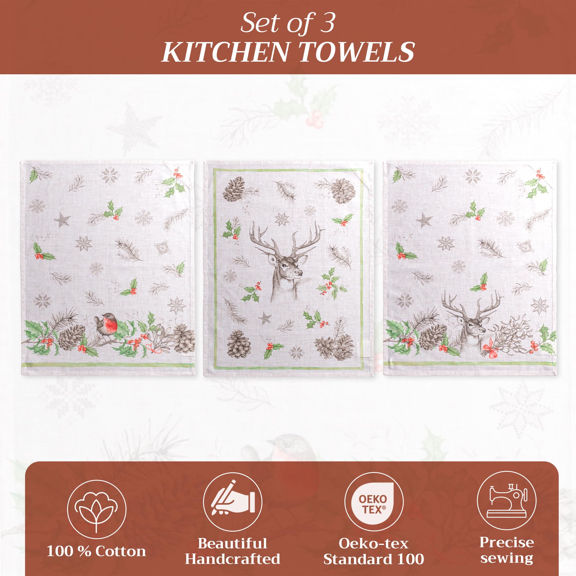 Maison D' Hermine Kitchen Towel 100% Cotton Quick Dry Cleaning Dishtowel For Gifts, Dining, Home, Wedding, Banquet, Buffet, Chri