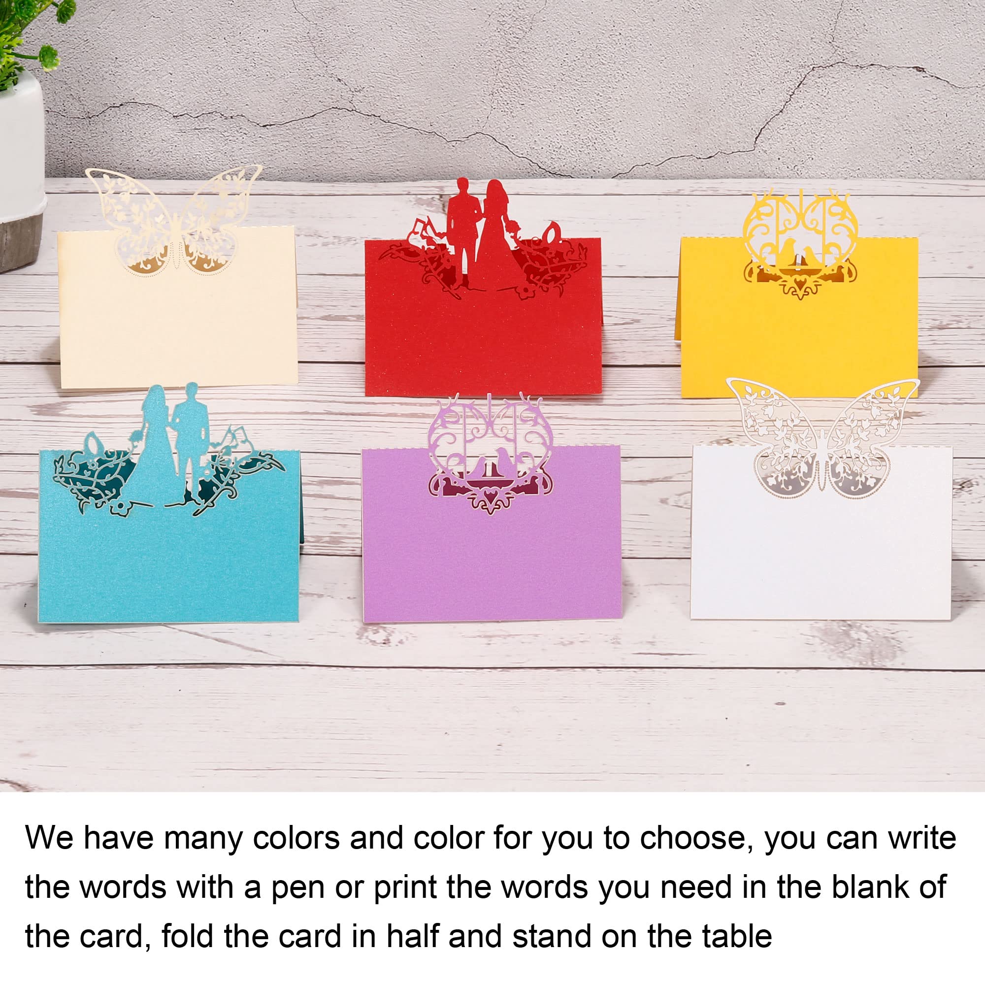 Patikil Table Name Place Cards, 25Pcs Favor Decor Hollow Butterfly Cut Design Blank Card For Wedding Party Seating Place Cards,