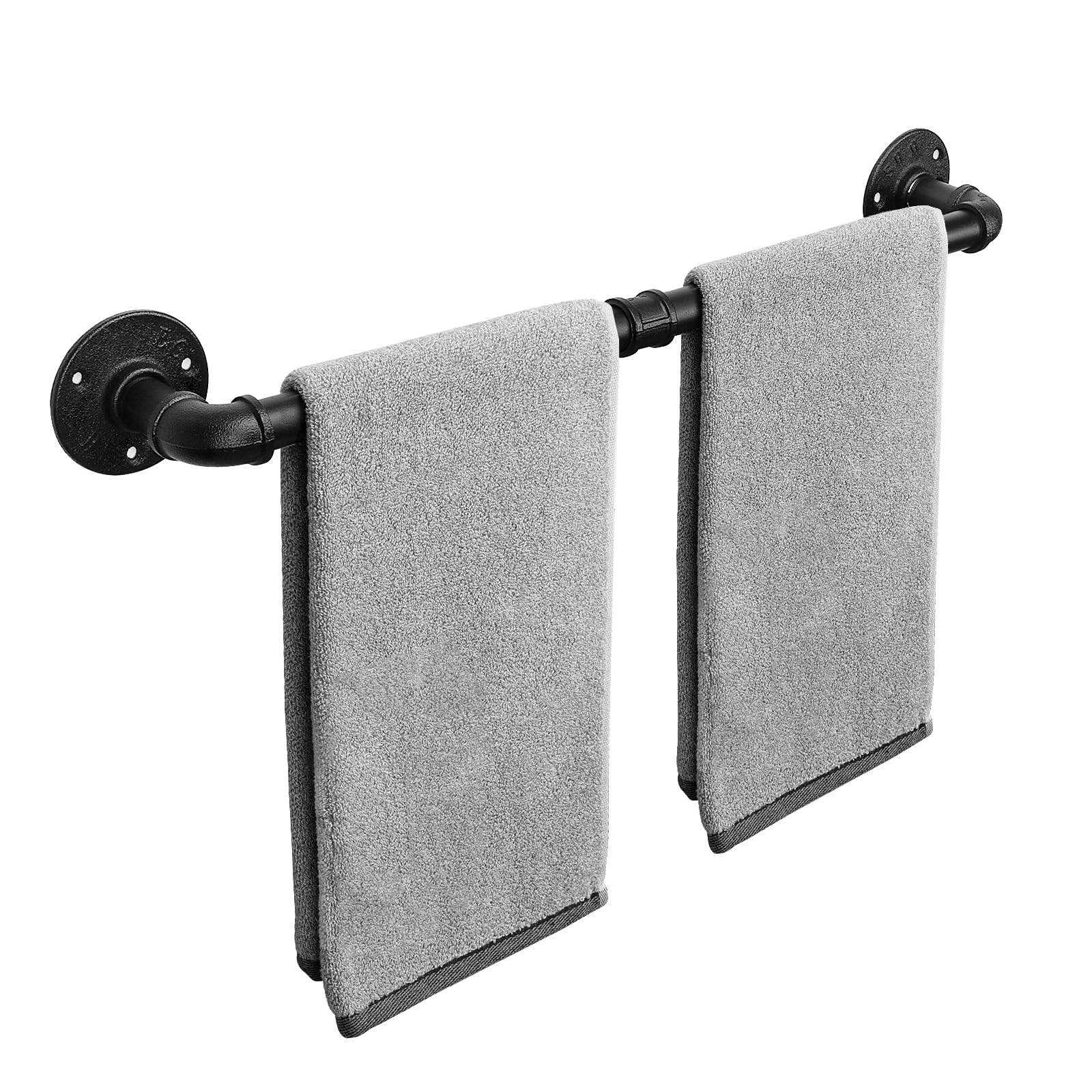 Livabber Industrial Pipe Towel Bar, Rustic Iron Decor Bathroom Hardware Towel Bar Accessory, Heavy Duty Wall Mounted Bath Towel