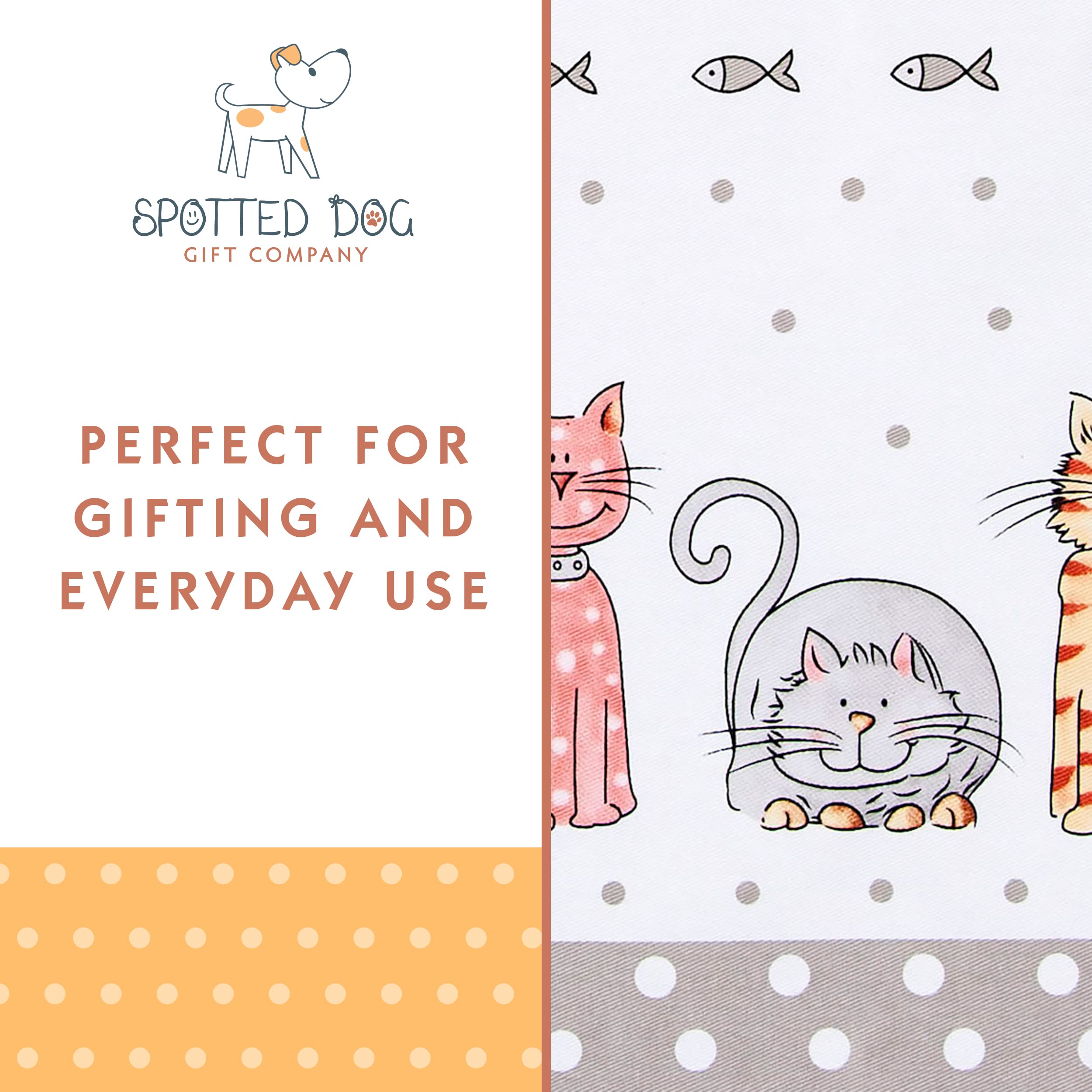 Spotted Dog Gift Company Cat Kitchen Towels, Dish Towels For Drying, Tea Towels, Happy Cats Themed Decorative Kitchenware Kitche