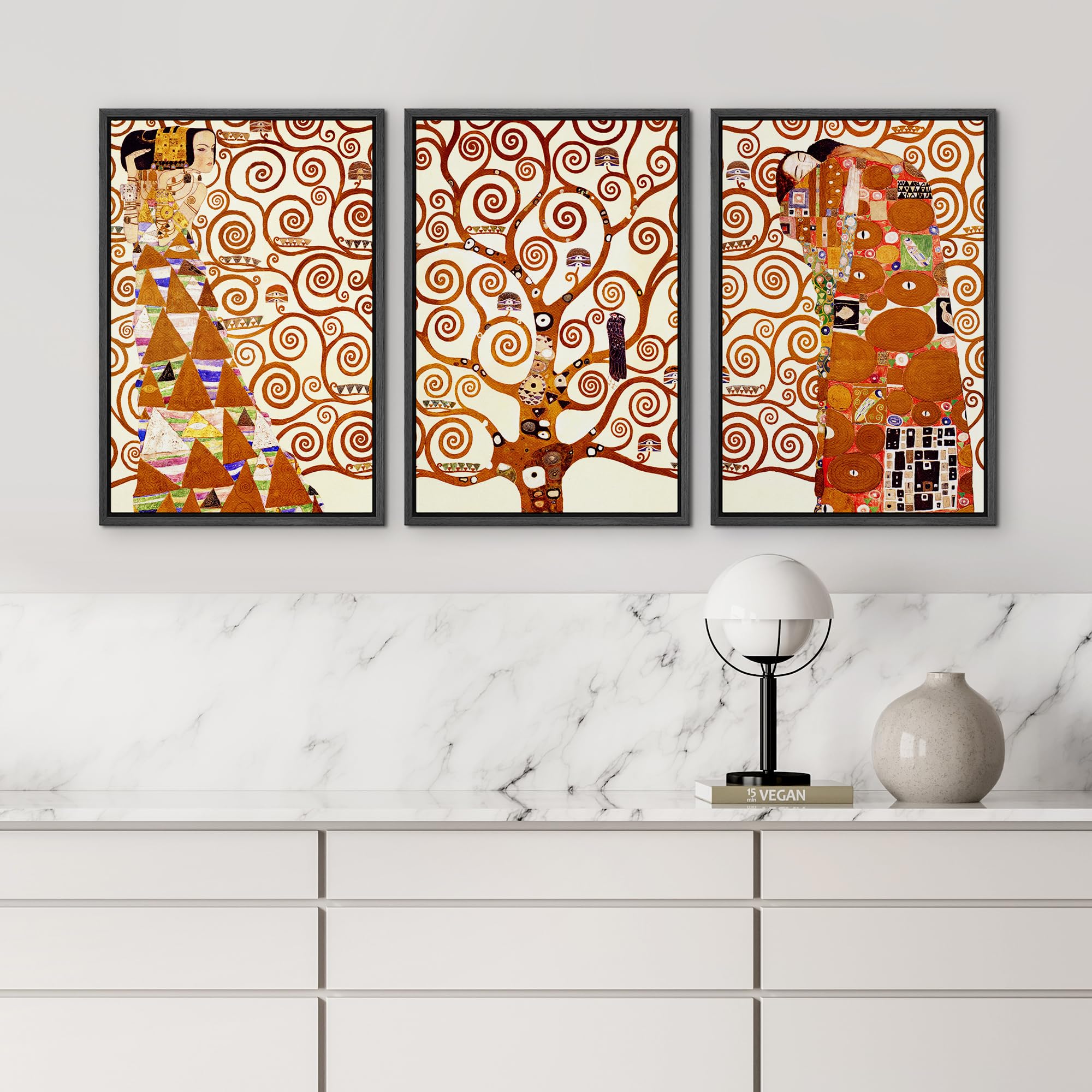 Wall26 Framed Canvas Print Wall Art Set Tree Of Life By Gustav Klimt Cultural Historic Oil Painting Fine Art Reproduction Scenic