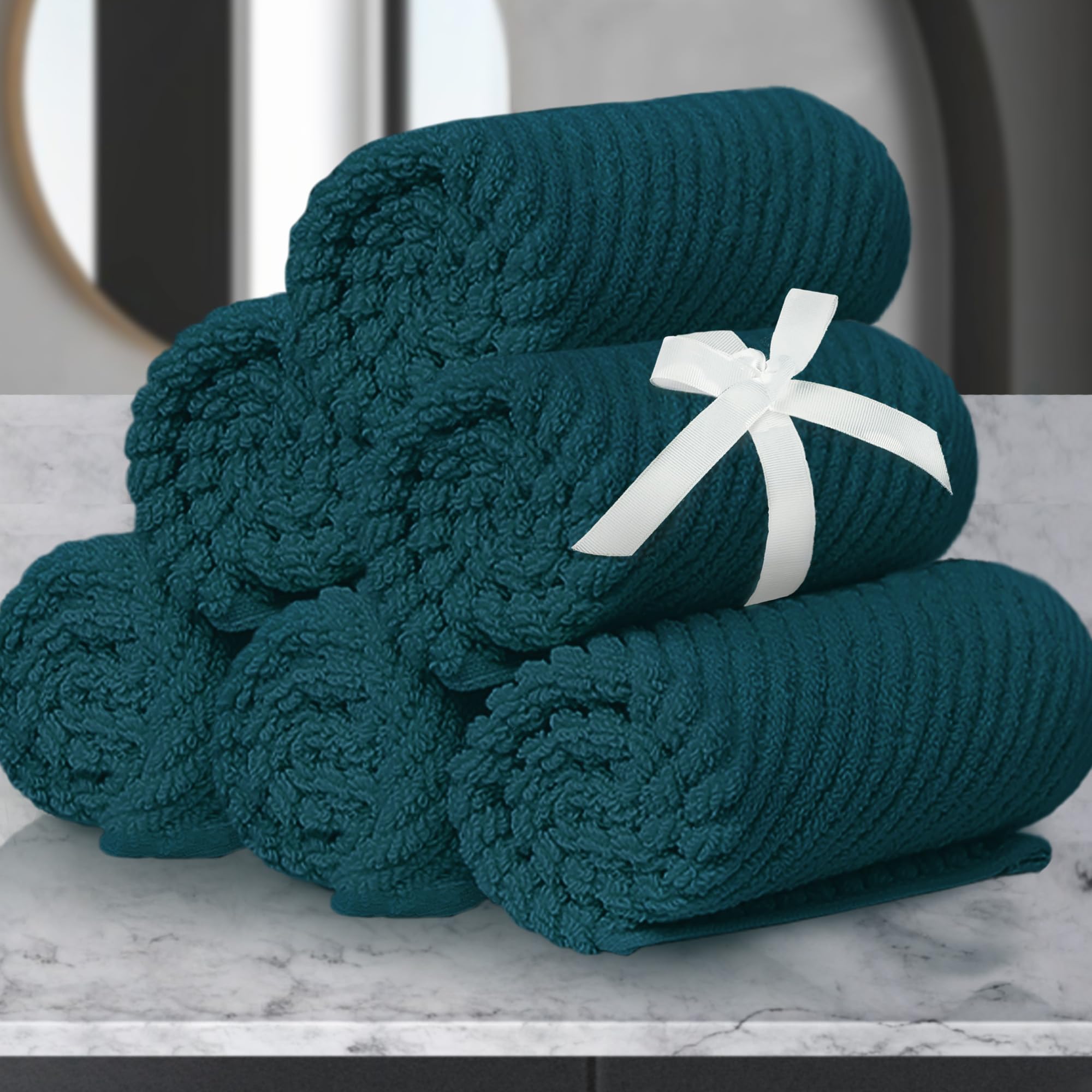 Face Towels For Bathroom, 6Pc 13''X13'' - 100% Cotton | Light Weight | Thick | Quick Dry | Soft | Absorbent, Fluffy Bathroom Han