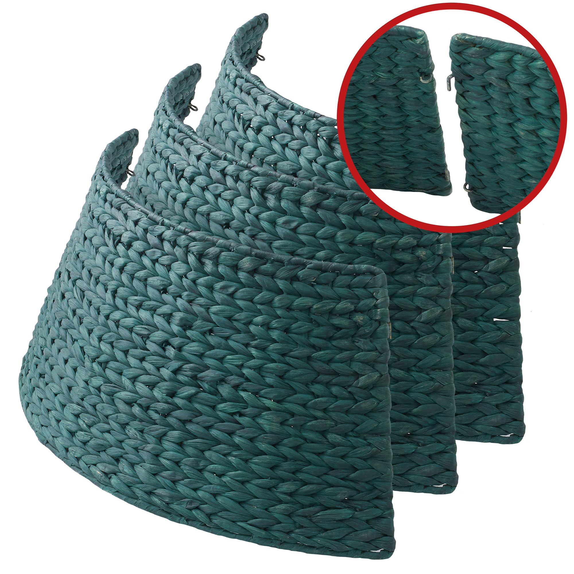 Casafield 32-Inch Christmas Tree Collar, Woven Water Hyacinth Tree Base Cover with Cord Cut Out, Green