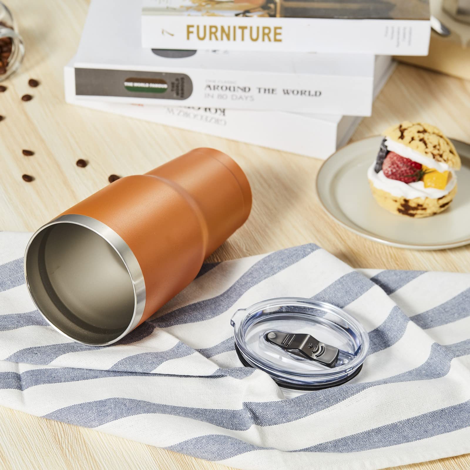 COMOOO 30oz Tumbler Stainless Steel Insulated Tumbler with Lid Double Wall Vacuum Coffee Cup Large Travel Mug for Hot and Cold Drinks  Home  Office  School Party (Orange  4 Pack)