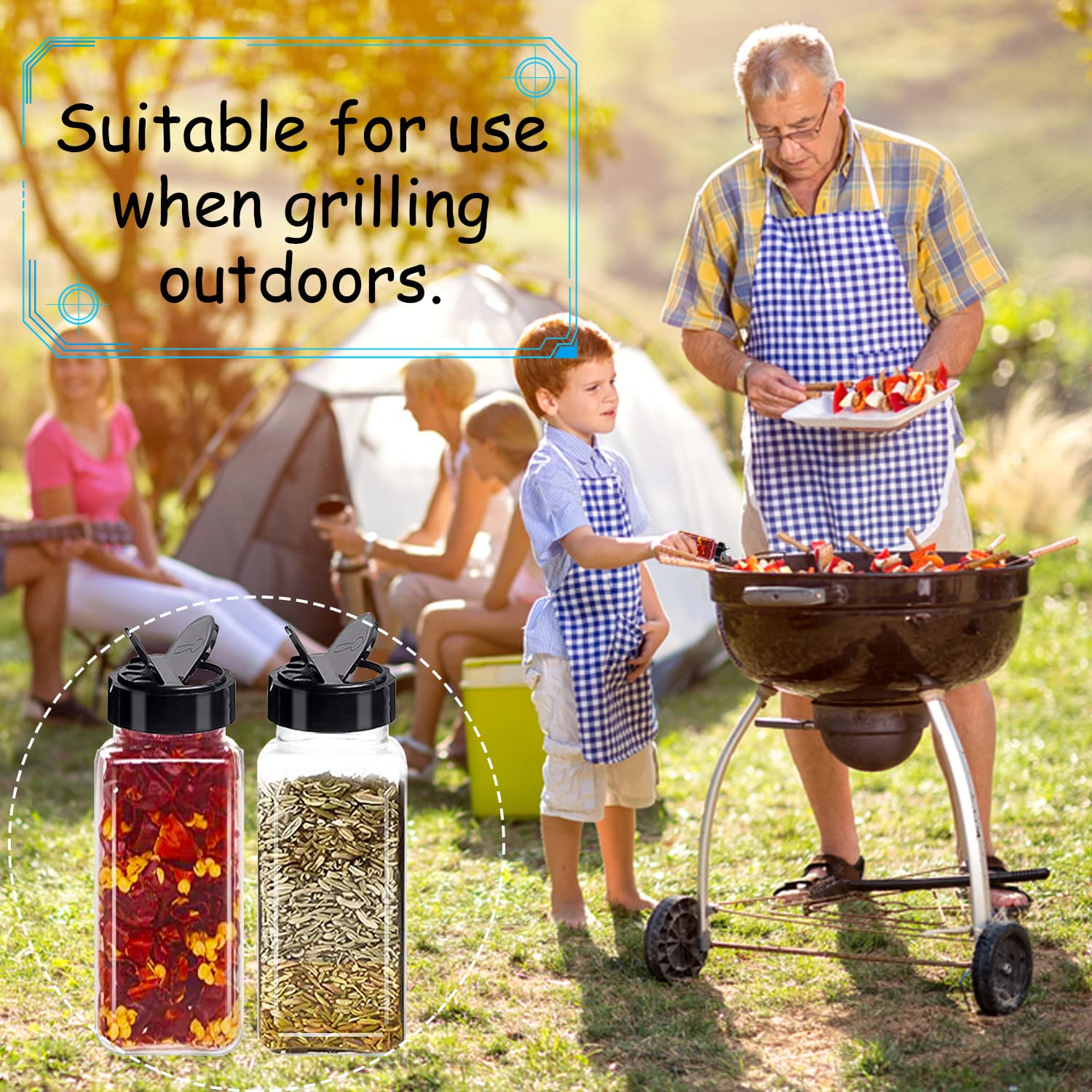 Tiaiidi 24 Pack 3.5Oz Square Plastic Spice Jars,Seasoning Containers With Black Screw Lids To Pour Or Shake,Empty Storage Spice