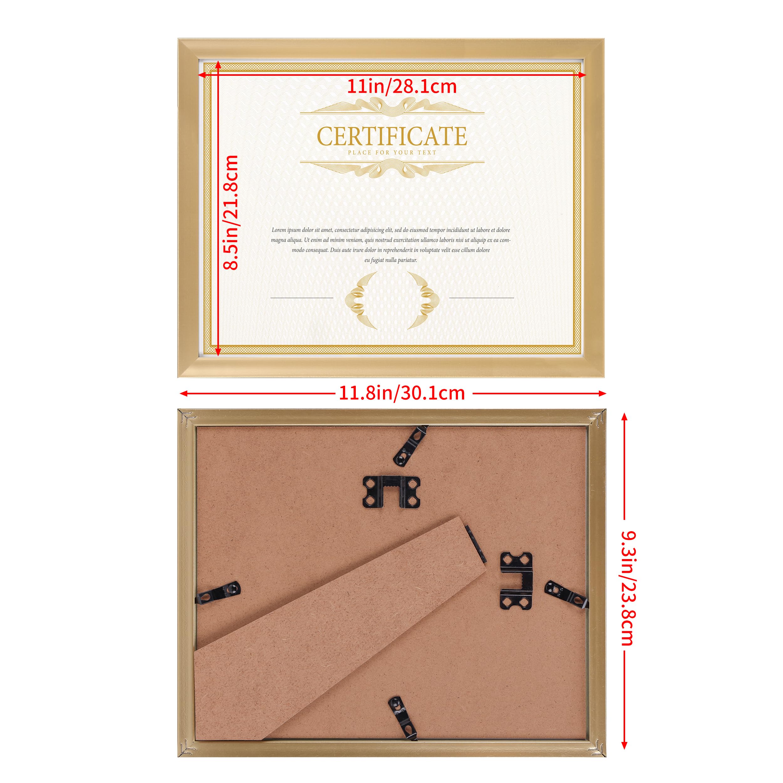 EYMPEU 8.5x11 Picture Frames Gold Set of 7, 8.5 x 11 Certifaicate Frame Document Award Diploma Display, Wall or Tabletop