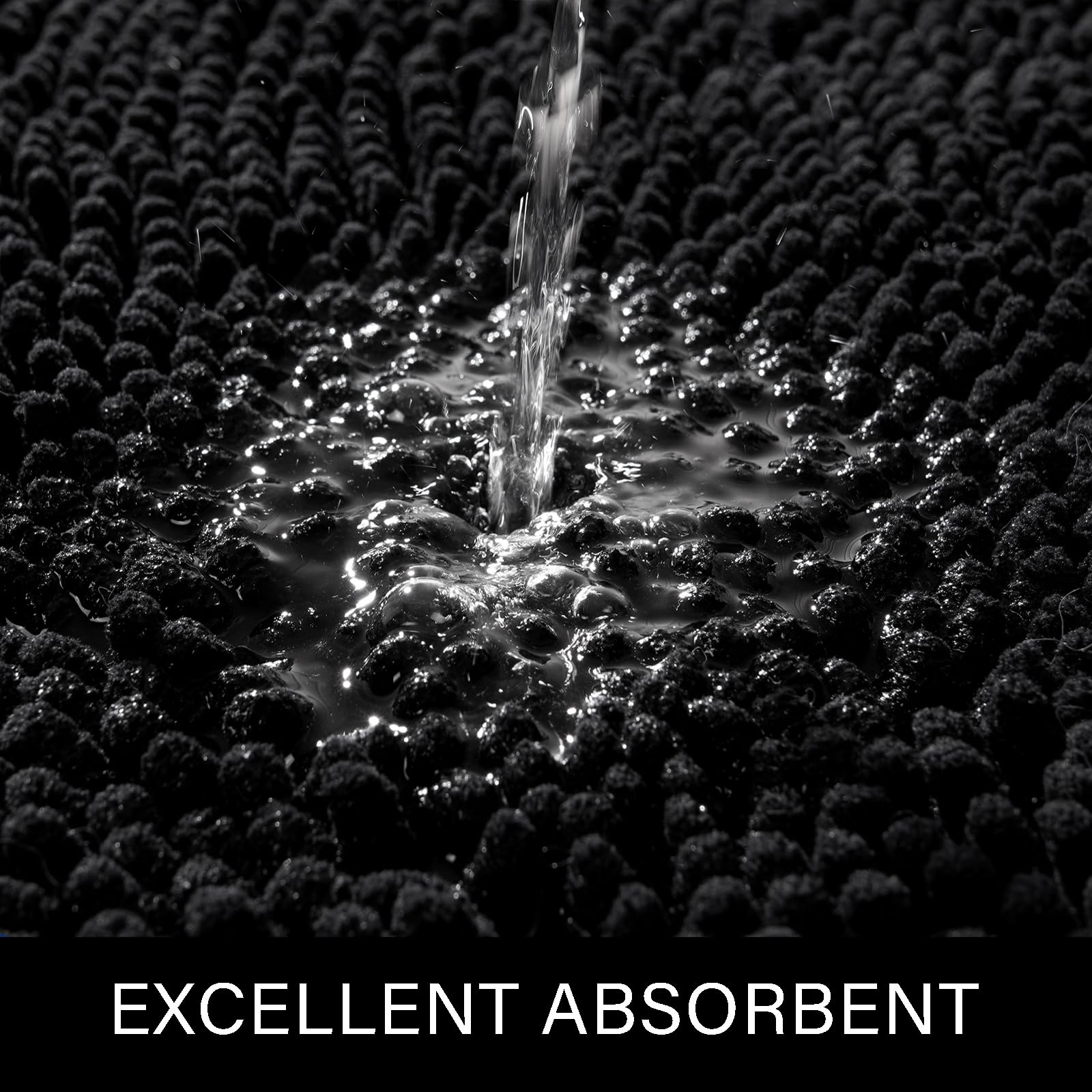 LOCHAS Luxury Bathroom Rug Shaggy Bath Mat 24 x 60 Inch  Washable Non Slip Bath Rugs for Bathroom Shower  Soft Plush Chenille Absorbent Carpets Mats  Black