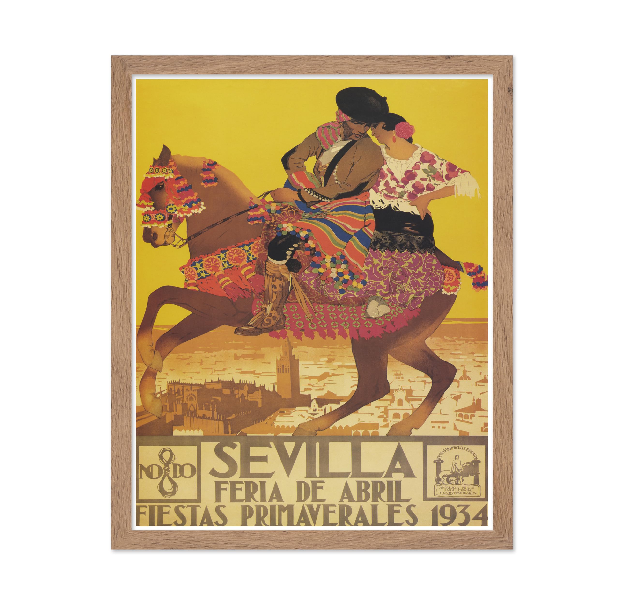 Poster Master Travel Poster - 1934 Sevilla Spain Print - Horse Vintage Travel Poster - Great Wall Decor Gift for Home, Office, L