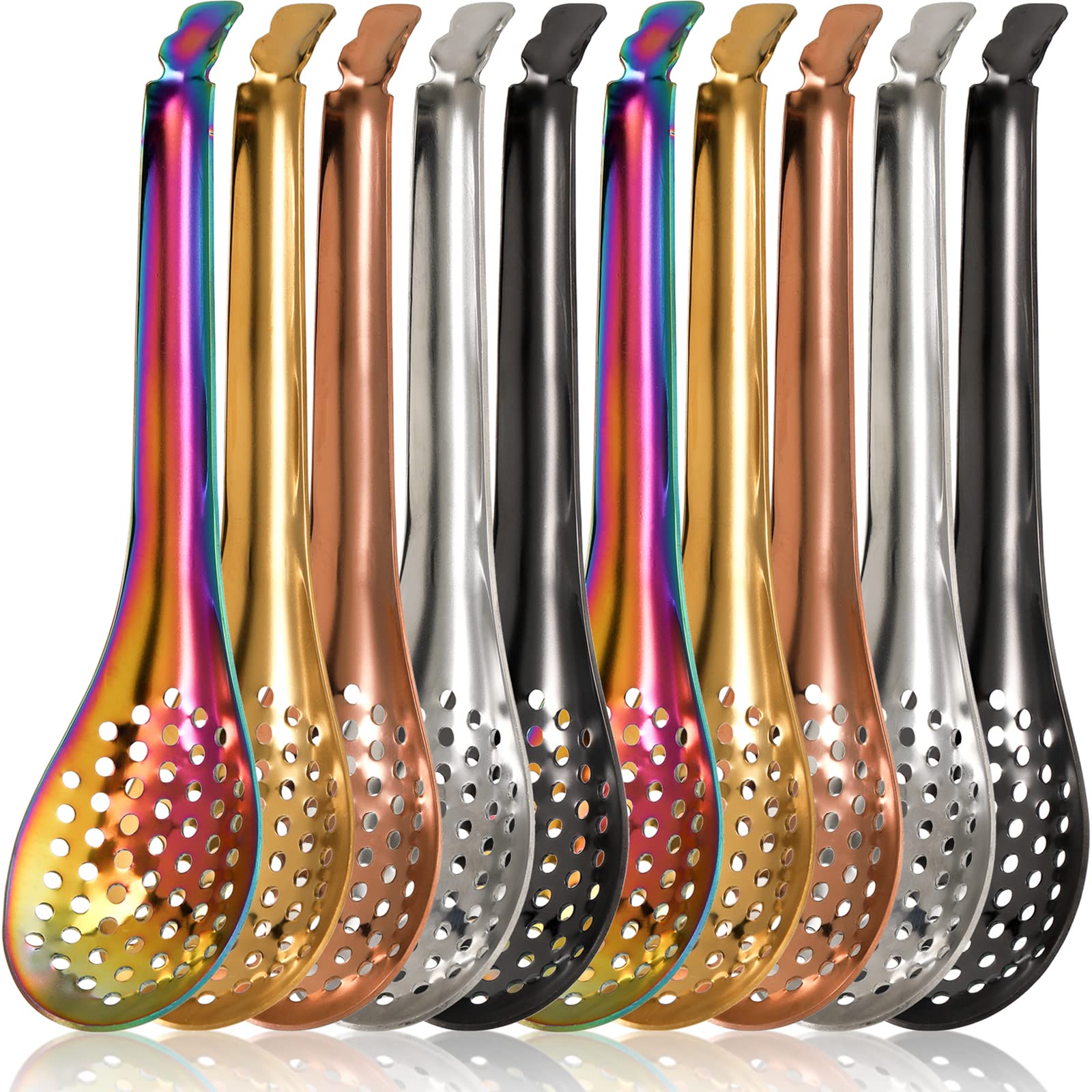 Deayou 10 Pcs Slotted Serving Spoons, 18/10 Stainless Steel Perforated Spoon, 6.5'' Spherification Spoon, Small Plating Spoon Fo