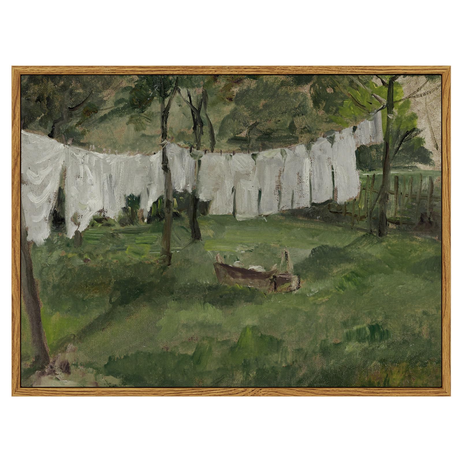 Insimsea Framed Wall Art For Living Room Vintage Laundry Room Art Print Antique Oil Painting Country Landscape Vintage Wall Art