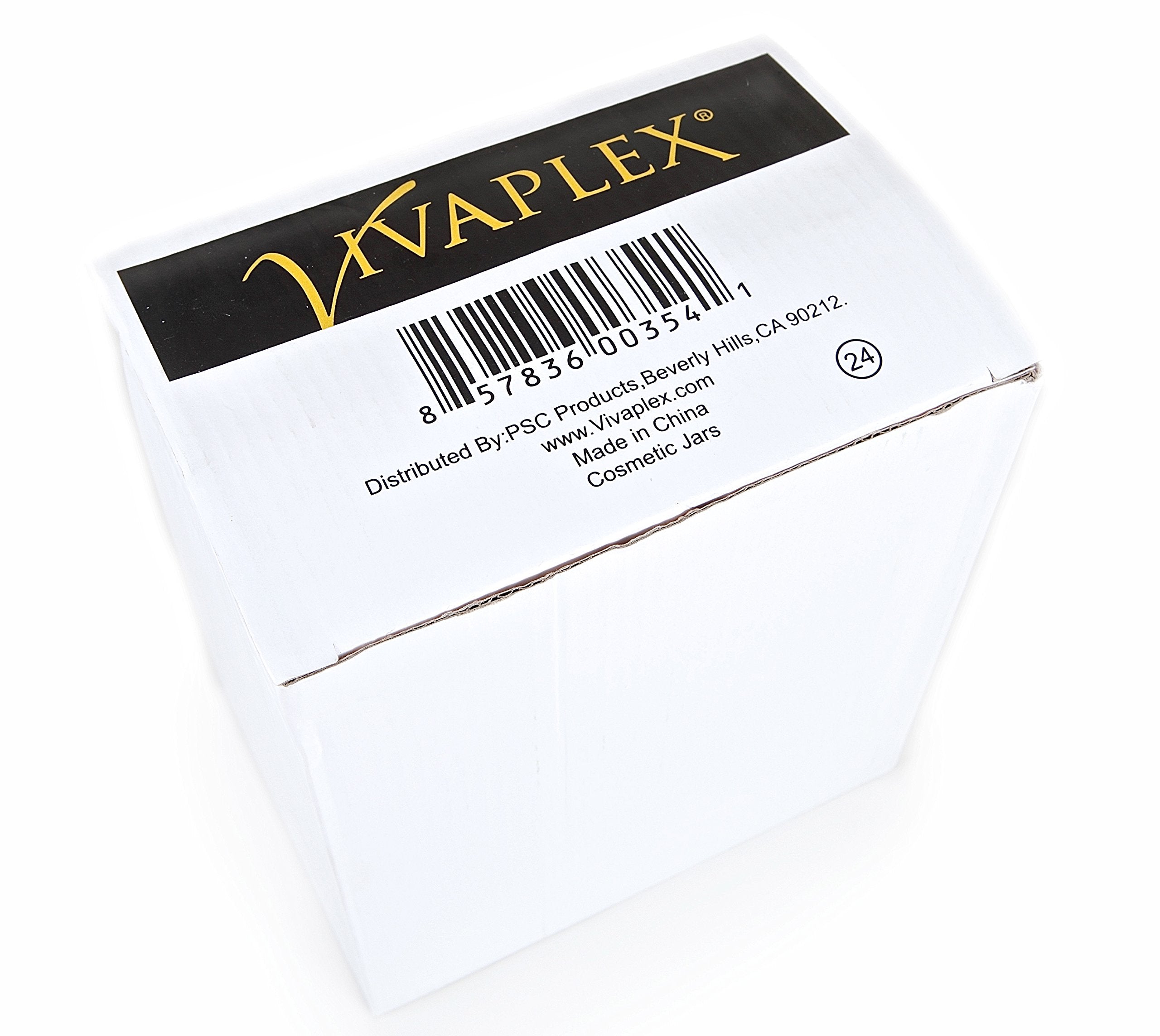 Vivaplex, 24, White, 2 Oz Cosmetic Jars, With Liners And Dome Lids