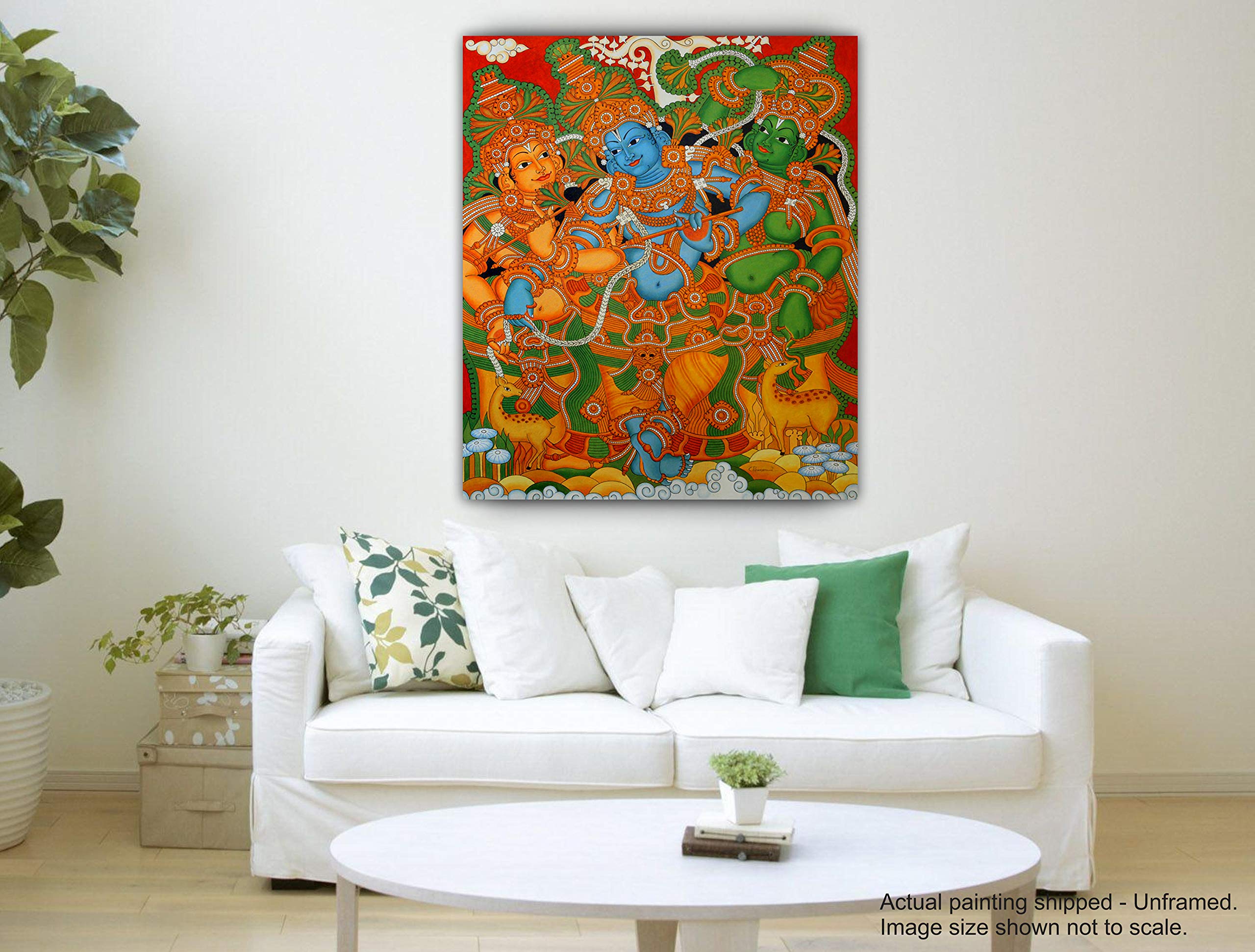 Tamatina Canvas Painting-A Day of Kathakali-Kerala Mural Art-Indian Art