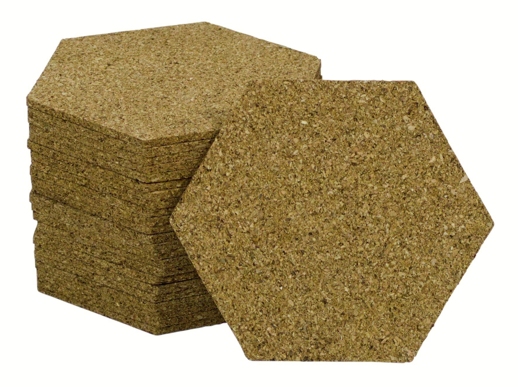 Iconikal Hexagon Cork Coasters, 1/8-Inch Thick, 24-Count