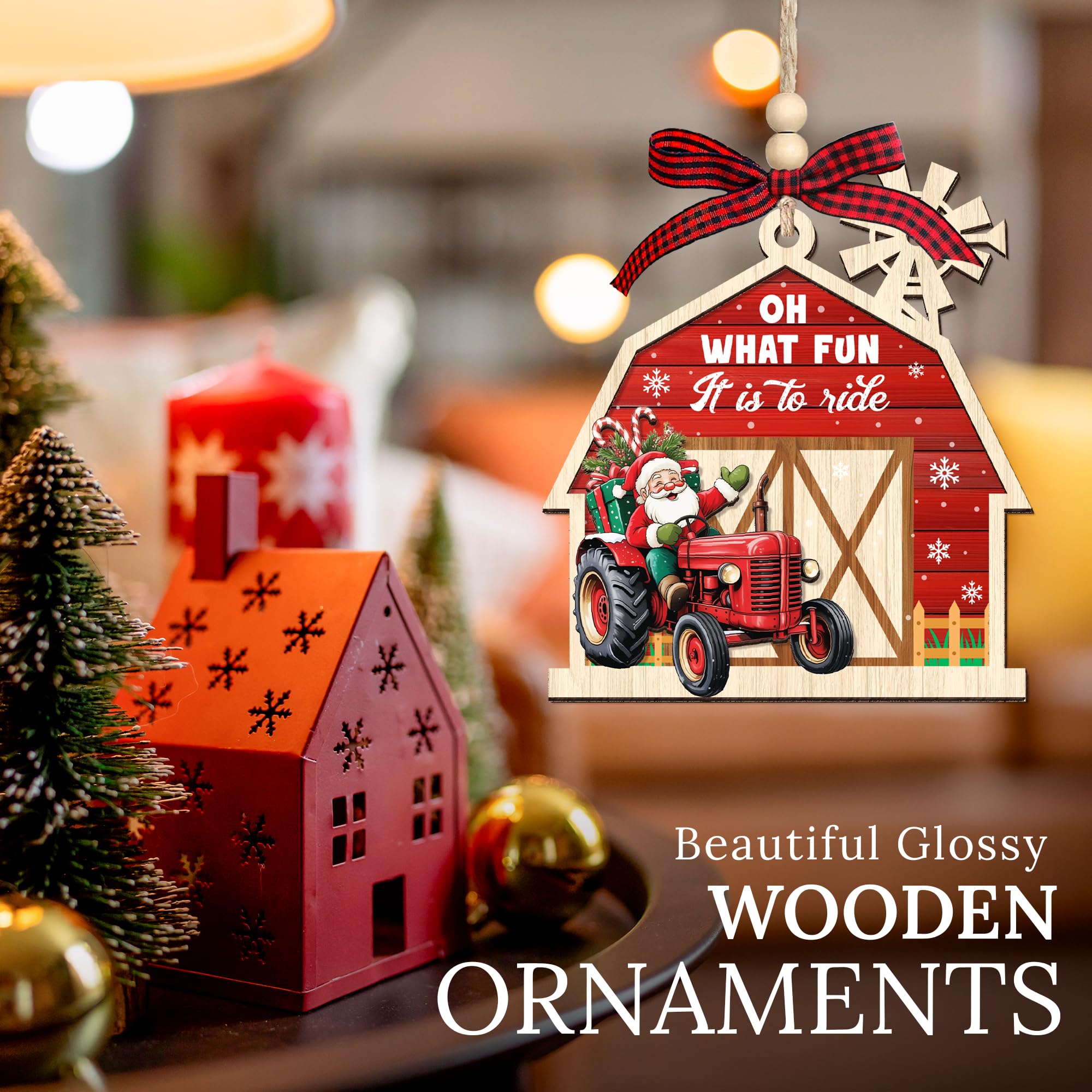 HEXMOZ Farm Christmas Ornaments - Tractor Ornaments for Christmas Tree - Ranch Ornament - Farmer Gifts for Women, Men - Farmhous