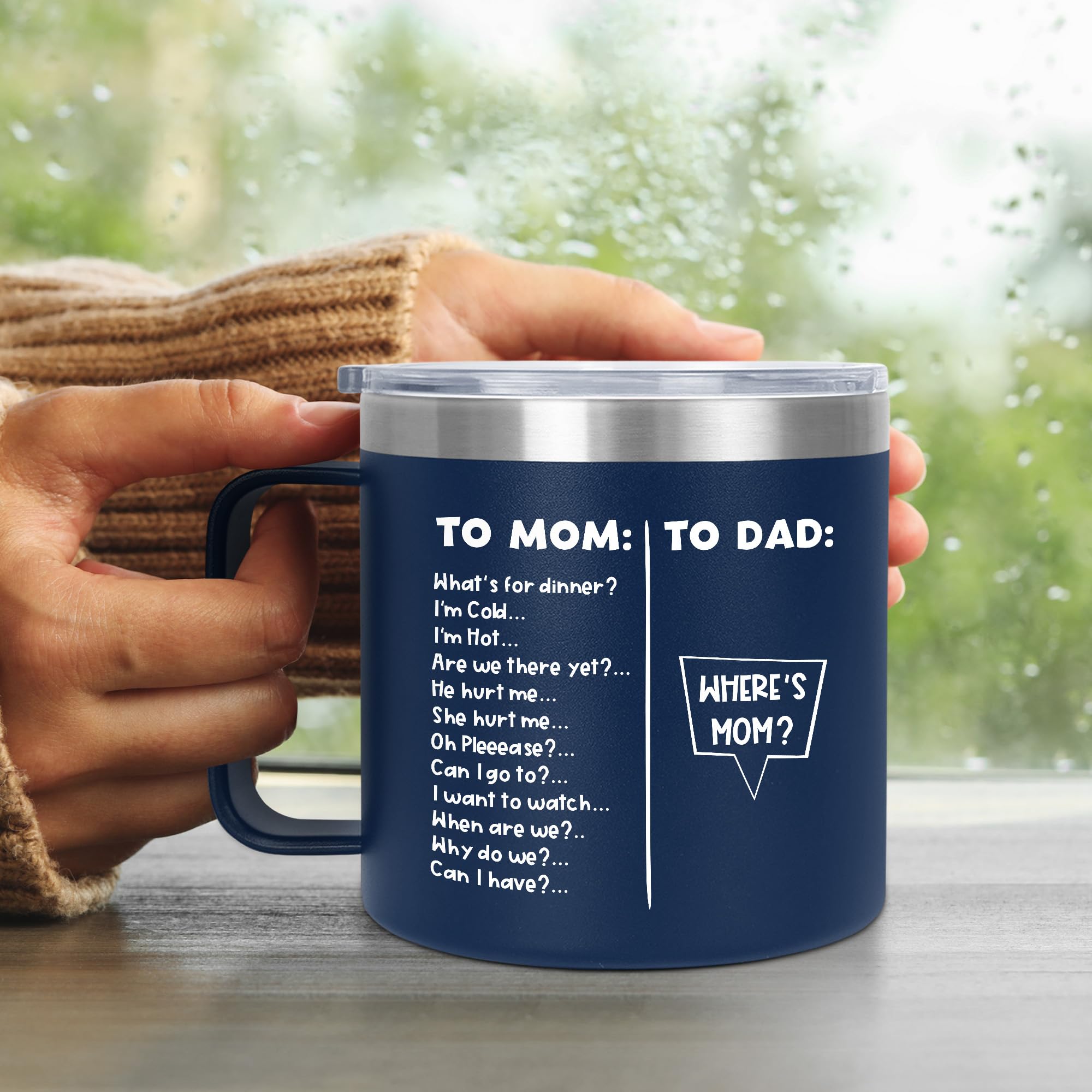 AXIARA Father s Day Gifts for Dad - 14 oz Stainless Steel Insulated Coffee Mug with Lid - Funny Birthday Gifts for Mom, Dad Birt
