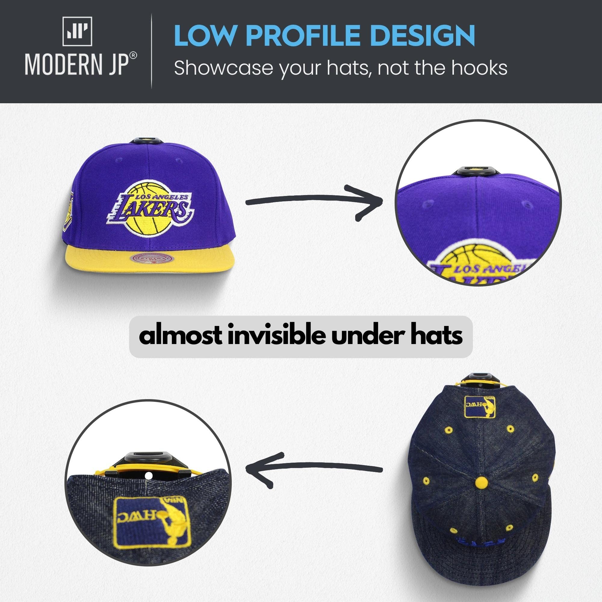 Modern Jp Adhesive Hat Hooks For Wall (8-Pack) - Hat Rack For Baseball Caps, Minimalist Hat Display, Strong Hold Hat Hangers For