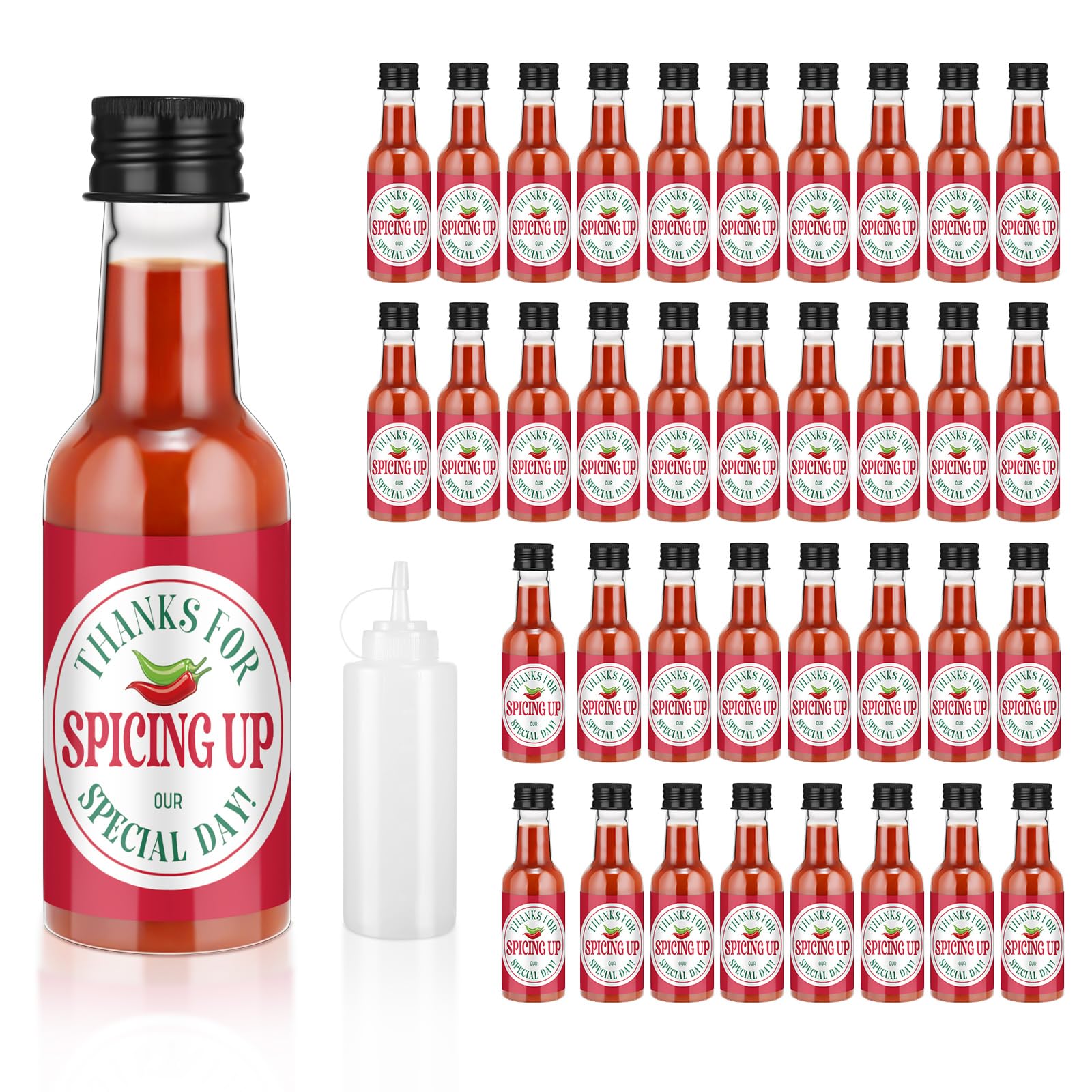 Willinglong 36 Pack Mexican Wedding Favors for Guests Mini Hot Sauce Bottles Thanks for Spicing up 1.7oz Fiesta Bridal Shower Fa