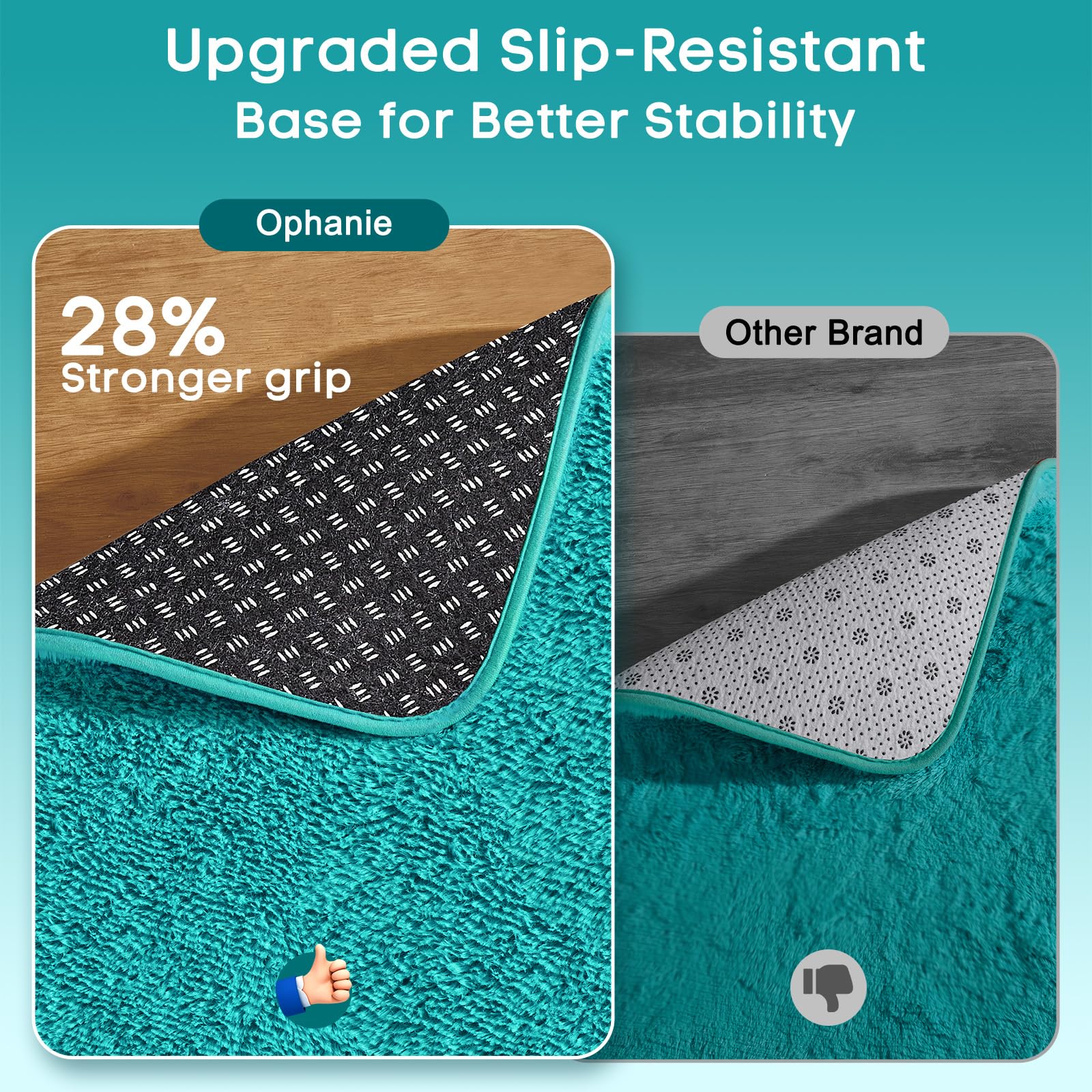 Ophanie Teal Rugs for Living Room Bedroom, 6x9 Fluffy Fuzzy Furry Carpet, Plush Soft Shaggy Bedside Indoor Floor Area Rug for Ki