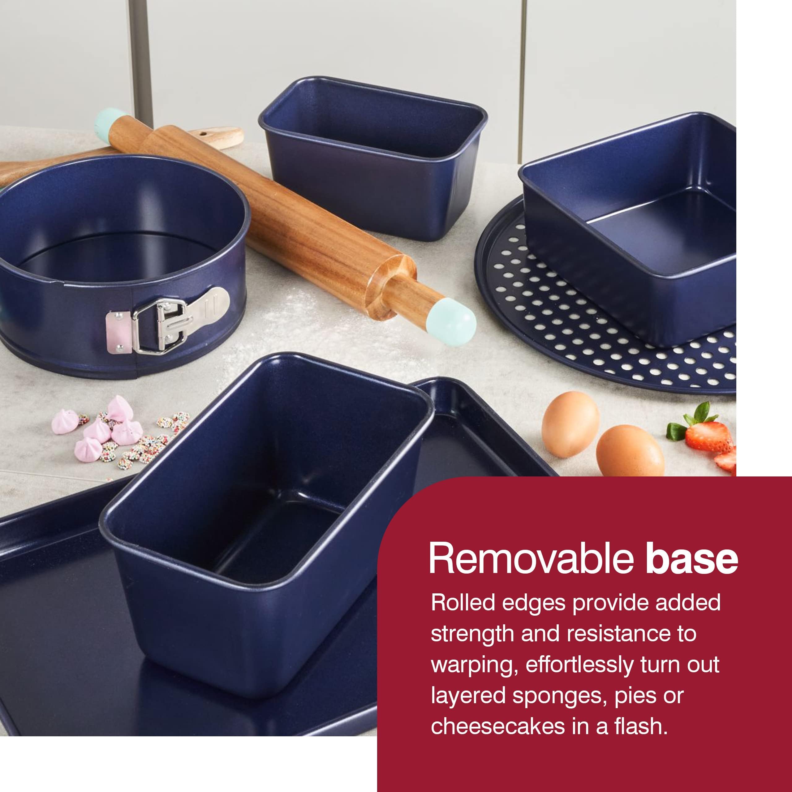 Zyliss Durable Non-Stick Pizza Tray | Carbon Steel | Dark Blue | Pizza Tray/Bakeware | Dishwasher Safe | 5 Year Guarantee