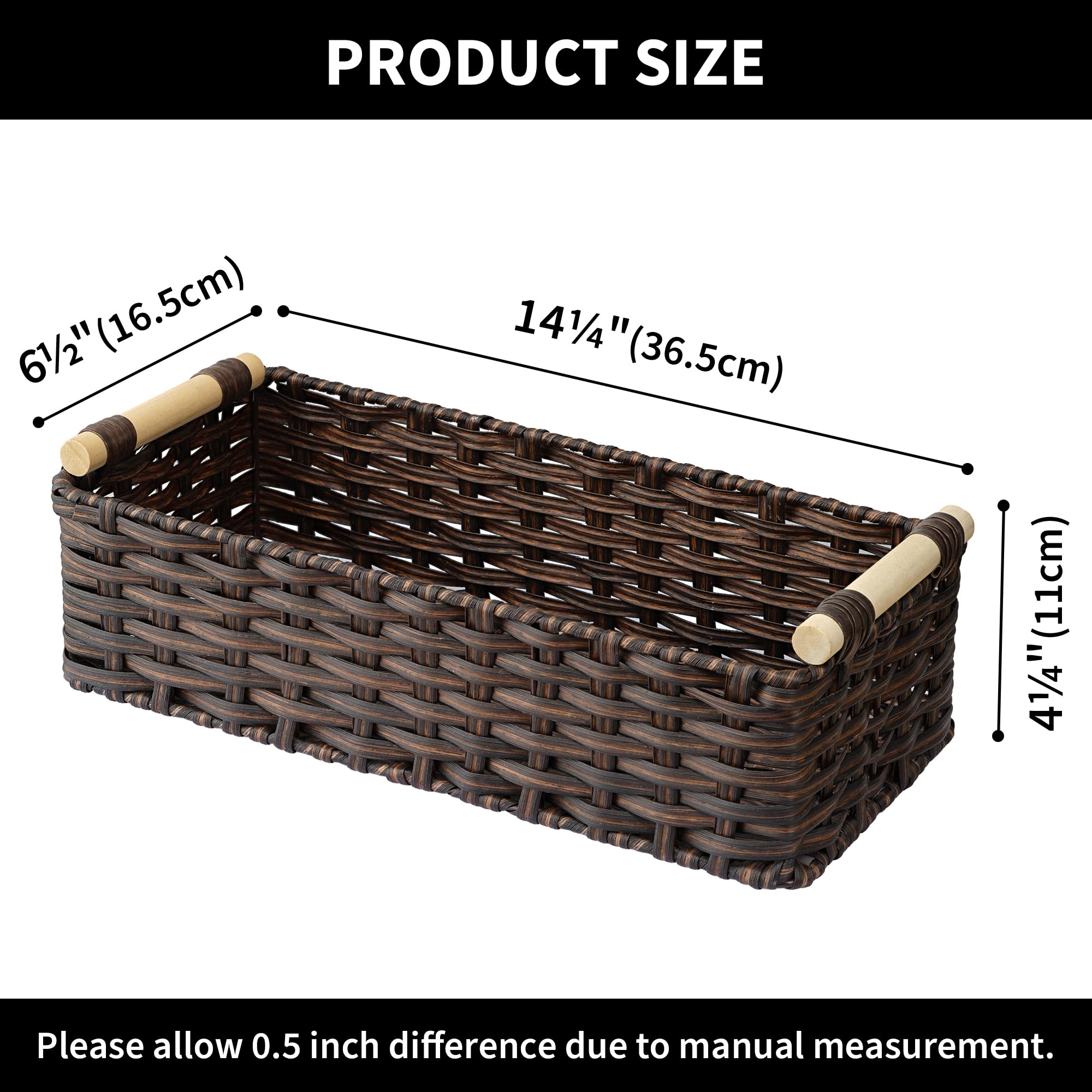 Granny Says Wicker Baskets For Shelves, Wicker Baskets For Storage, Waterproof Toilet Basket Tank Topper, Basket Organizer With
