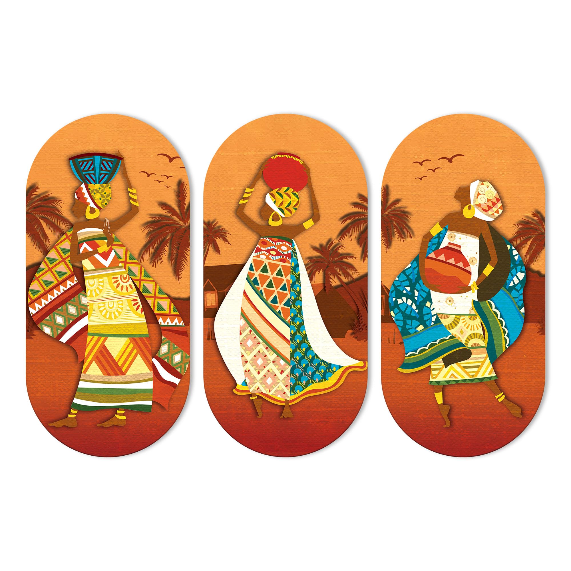 Artvibes African Women Dancing Wooden Wall Hanger For Home | Office | Living Room | Gift | Modern Decoration Items | Kitchen Wal