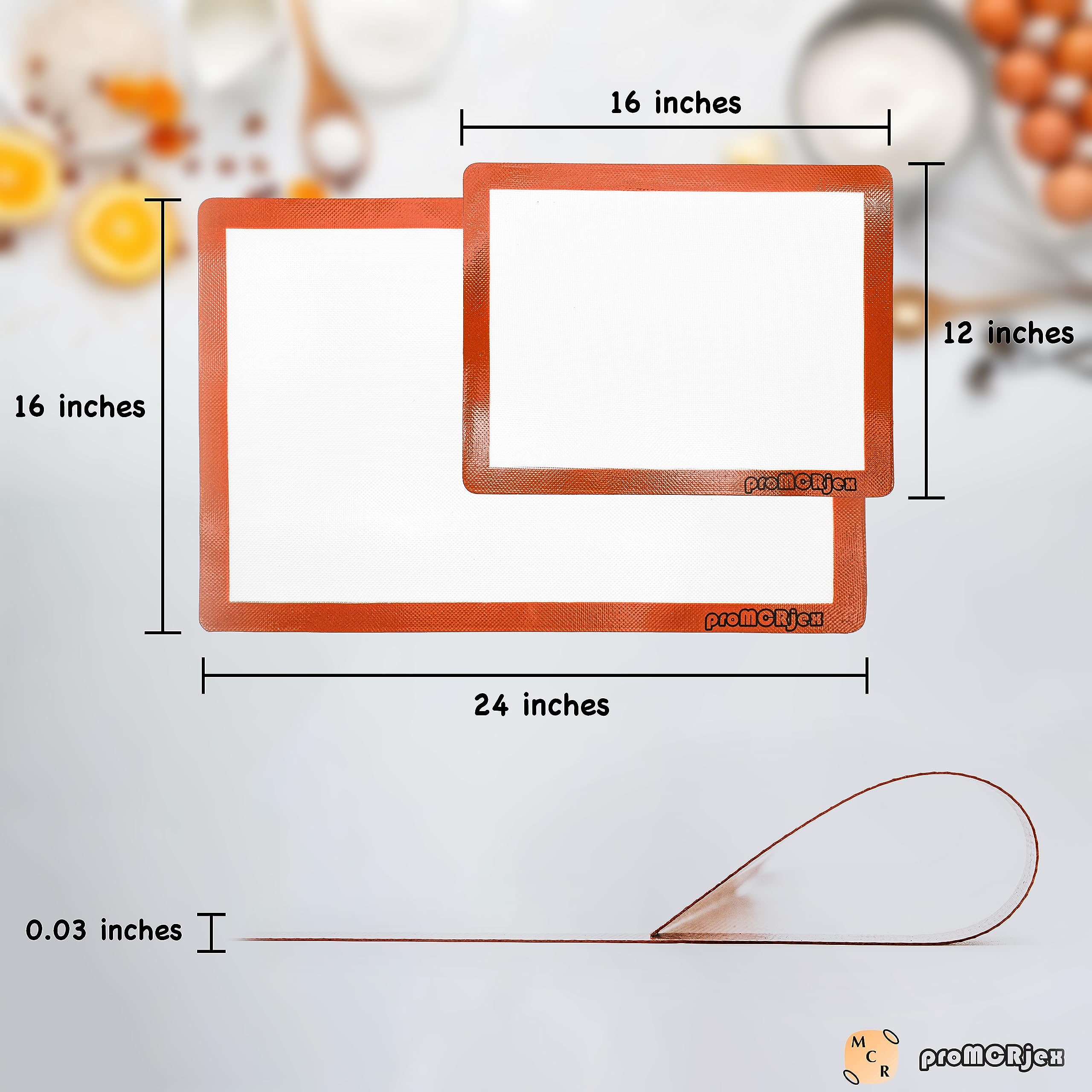 Promcrjex Silicone Baking Mats Half Sheet/Full Sheet Non-Stick Cookie Sheet For Baking Silicon Baking Mat Set (12    X 16    & 1