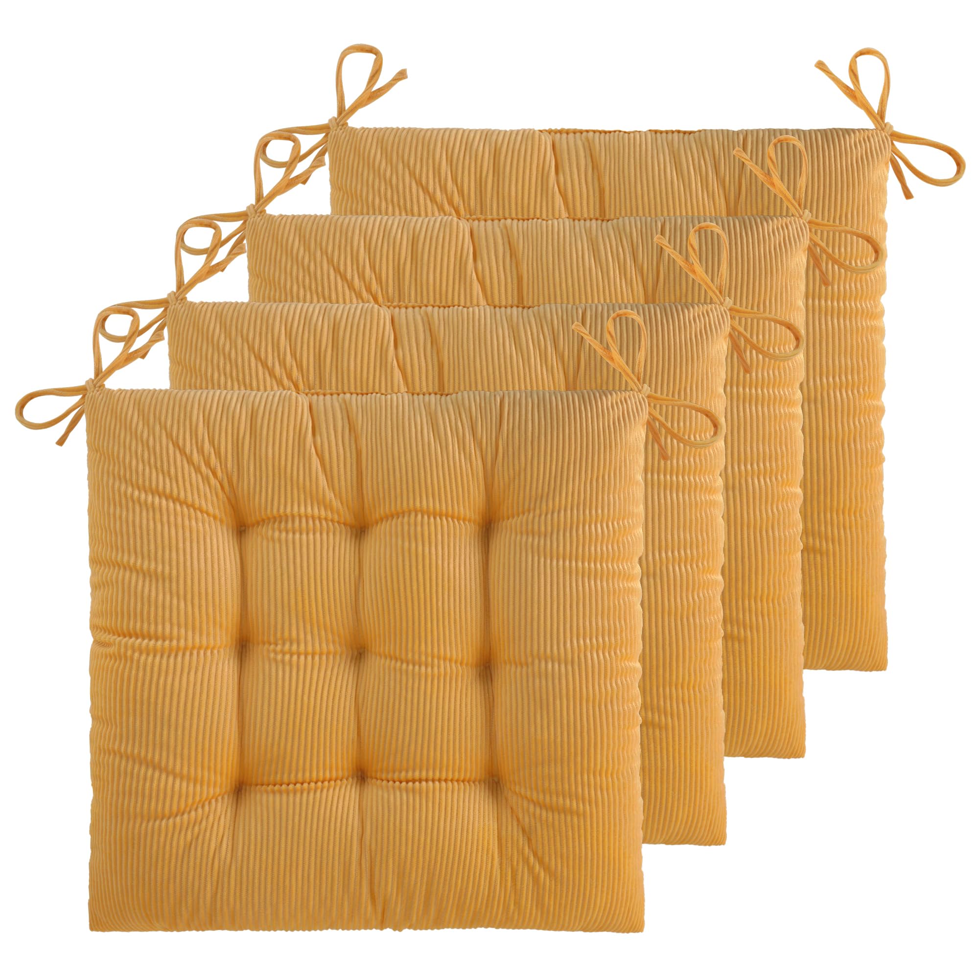 ELFJOY 4 Pack Chair Cushions for Dining Kitchen Chairs 18 Inches Seat Cushion Pads Warm Thick Corduroy Comfort Chair Cushions fo