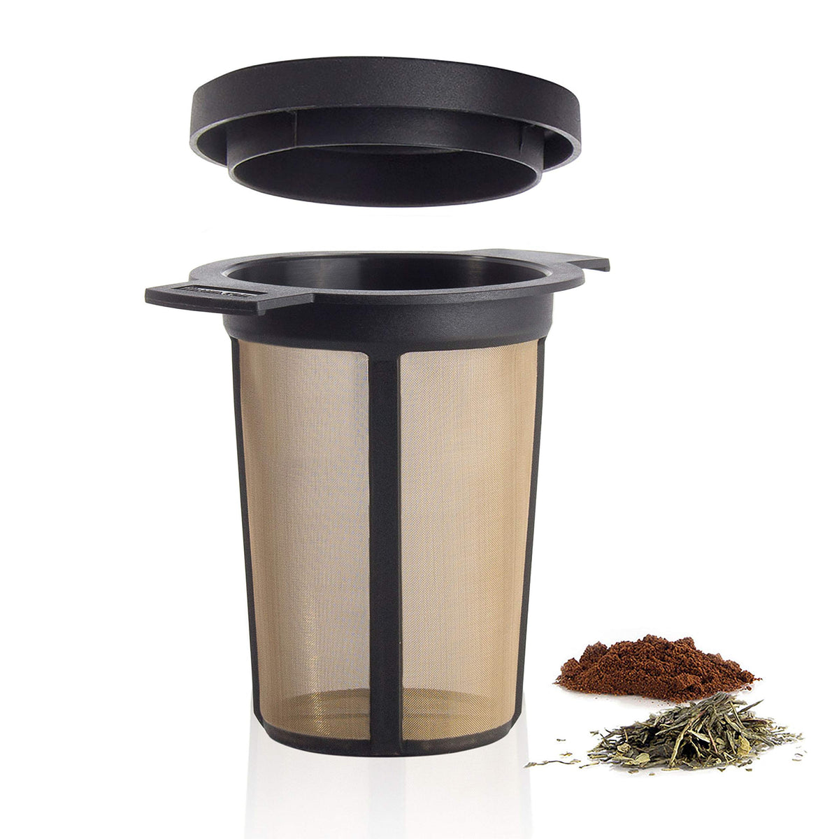 Finum Reusable Stainless Steel Coffee And Tea Infusing Mesh Brewing Basket, Large, Black
