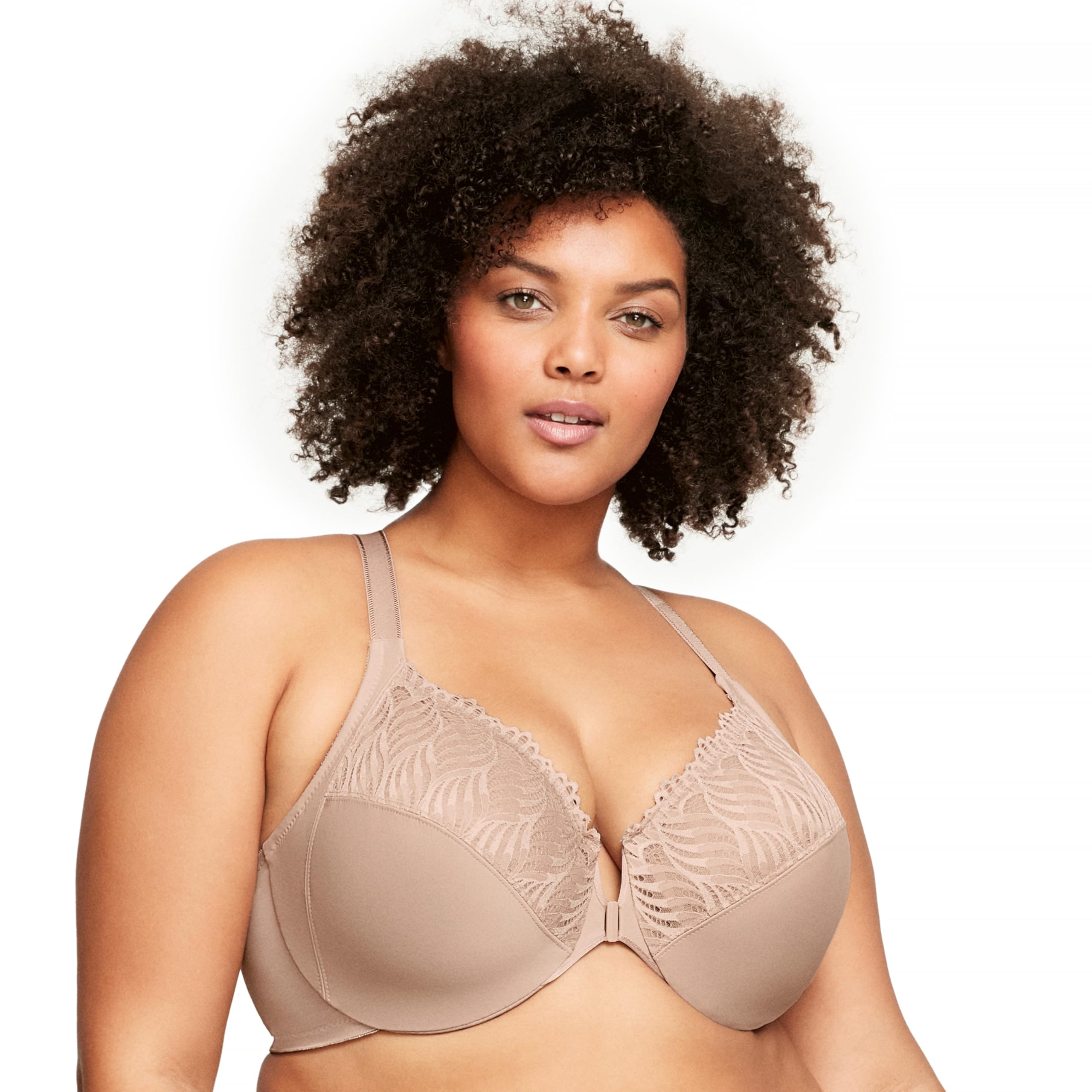 Glamorise Full Figure Plus Size Front-Closure T-Back Wonderwire Bra Underwire 1246 Cafa