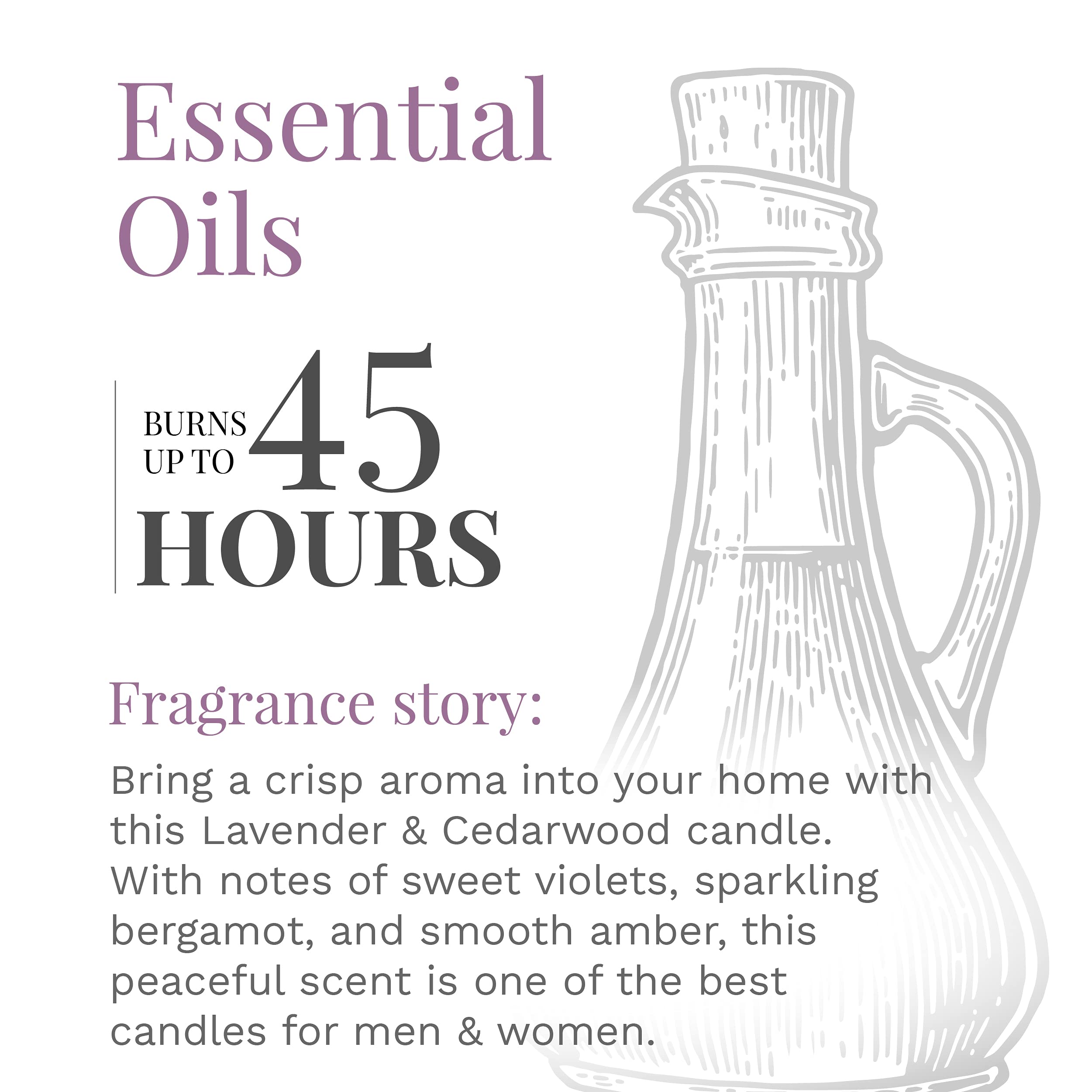 Essential Elements by Candle-lite Scented Candles, Lavender & Cedarwood Fragrance, One 14.75 oz. Three-Wick Aromatherapy Candle